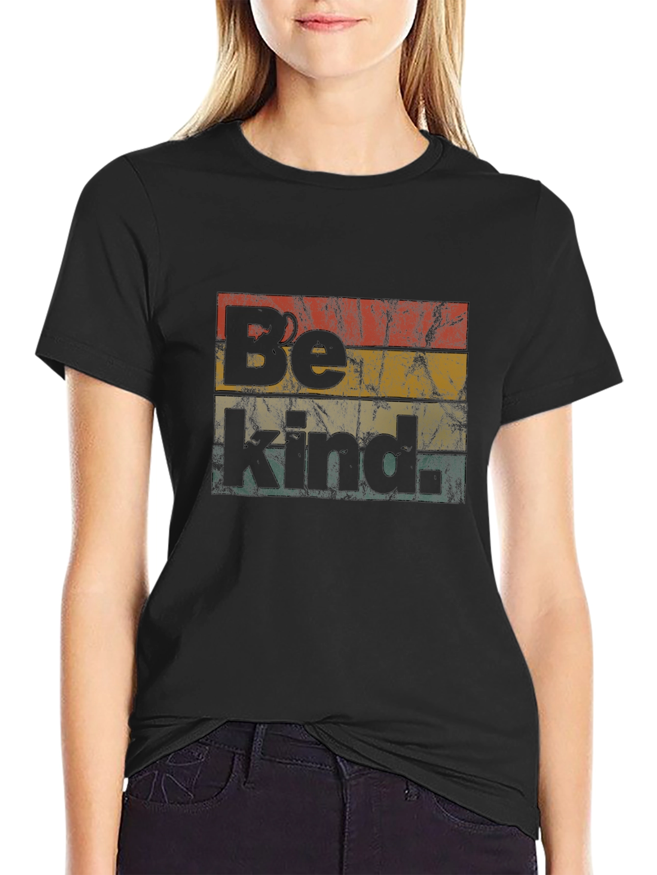 Be Kind Retro Style Black Graphic T-Shirt