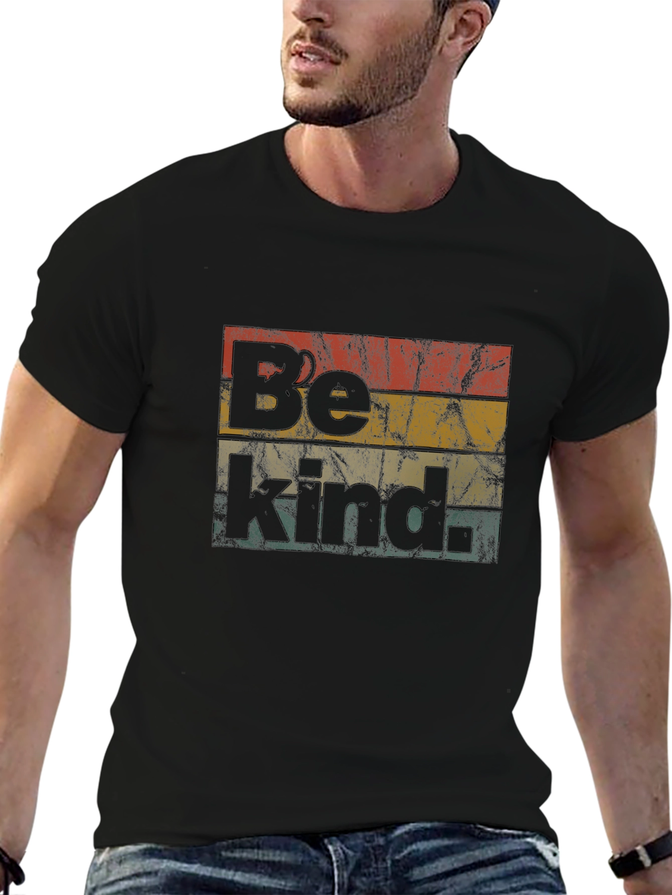 Be Kind Retro Style Black Graphic T-Shirt