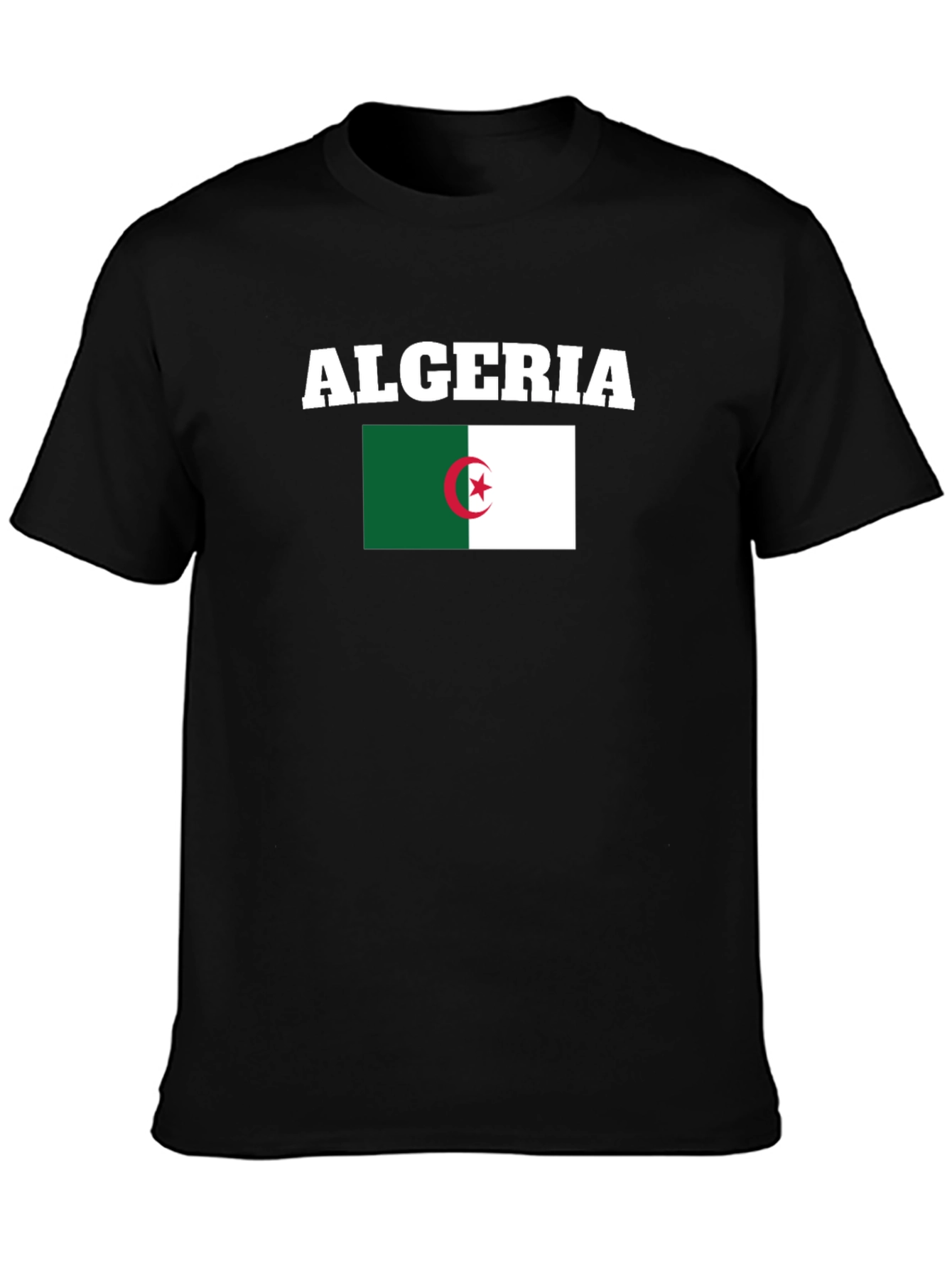 Algeria Flag Graphic T-Shirt - Black