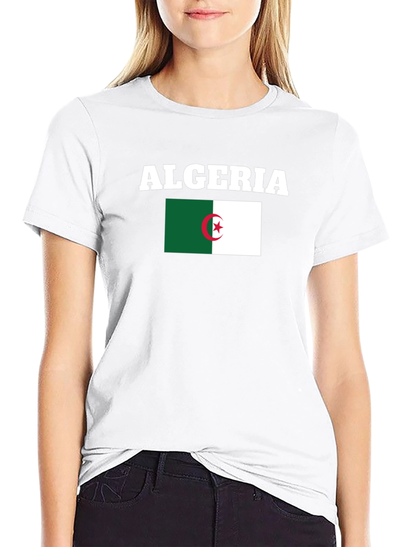 Algeria Flag Graphic T-Shirt - Black