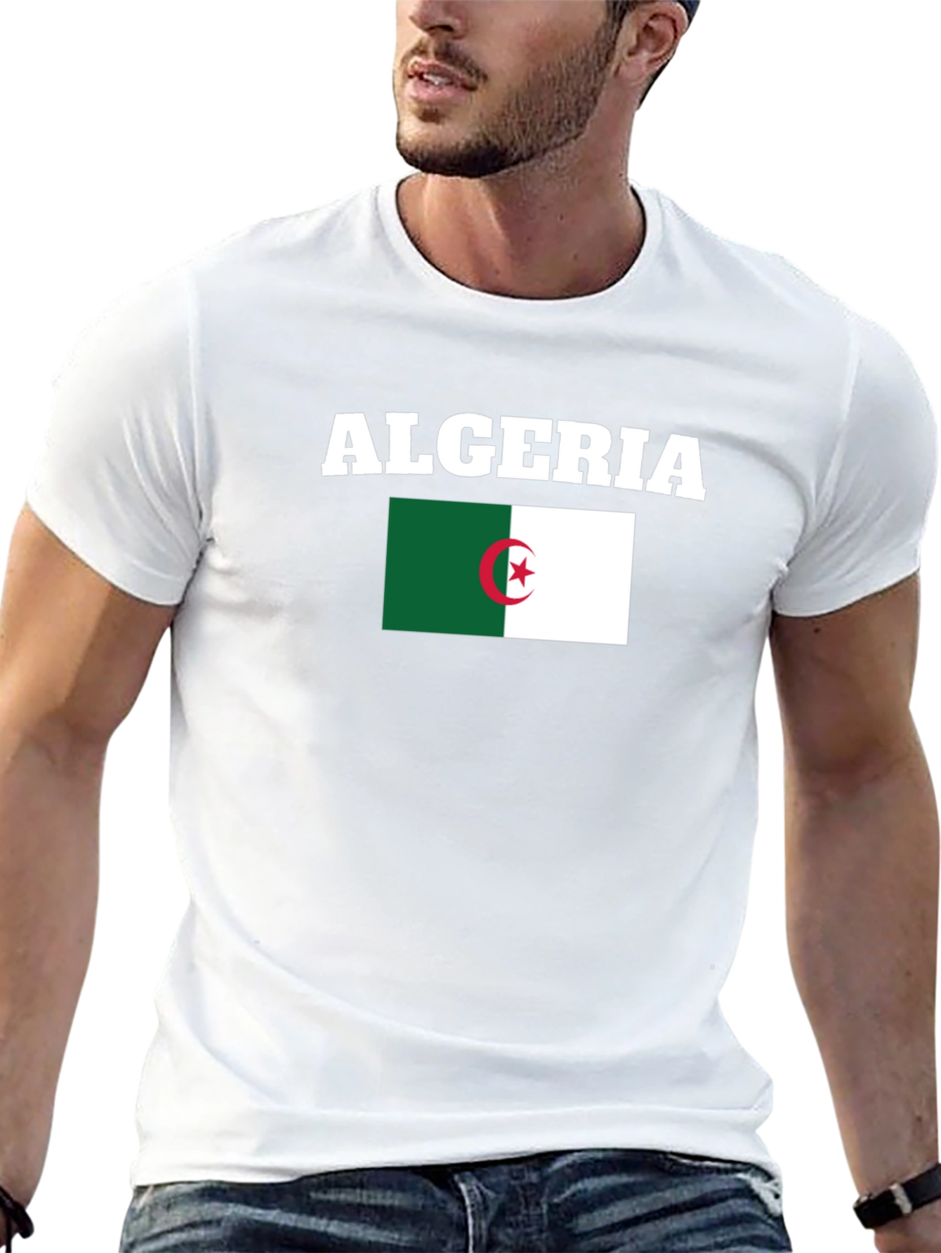 Algeria Flag Graphic T-Shirt - Black