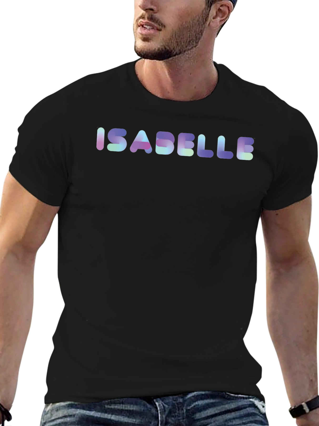 Isabelle Name Holographic Black T-Shirt