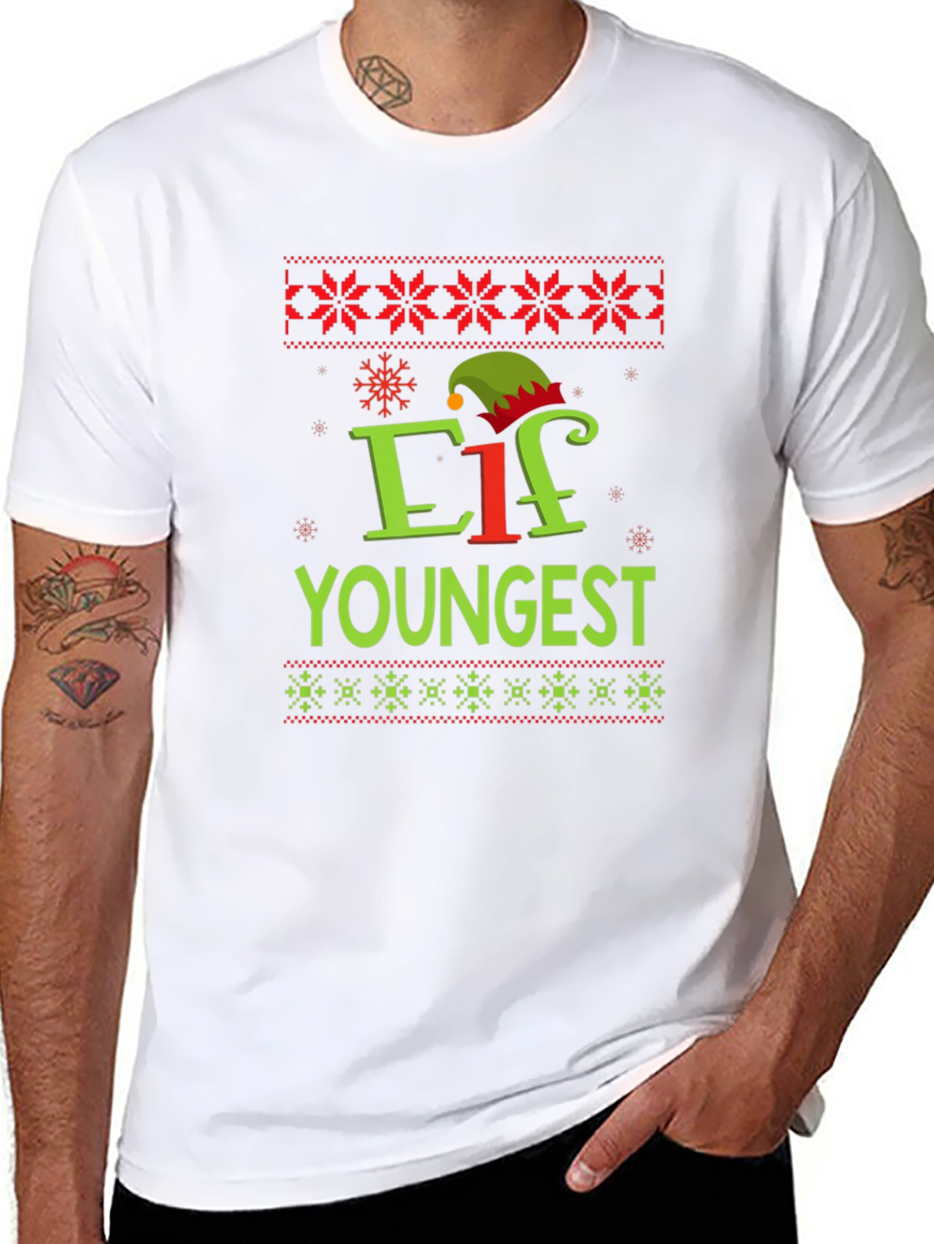 Elf Youngest Christmas Graphic Tee - Holiday Shirt