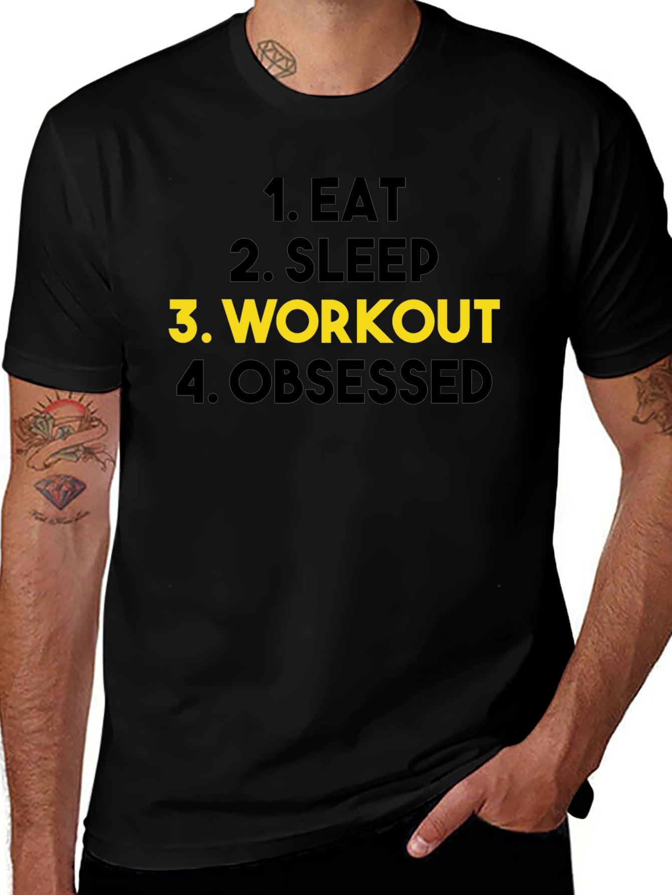 Eat Sleep Workout Obsessed Black T-Shirt