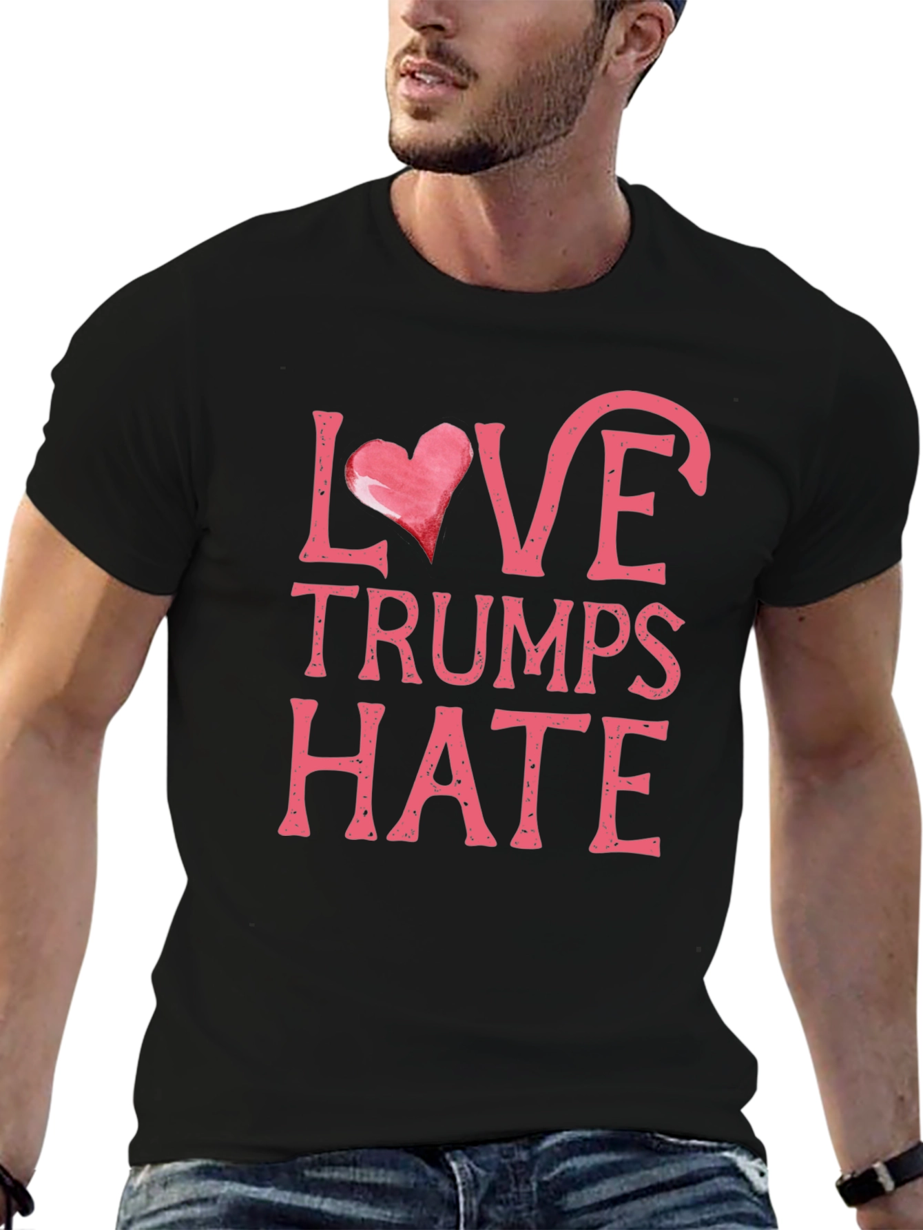 Love Trumps Hate Black Graphic T-Shirt