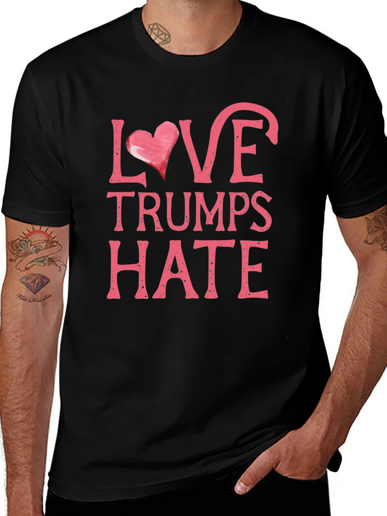 Love Trumps Hate Black Graphic T-Shirt