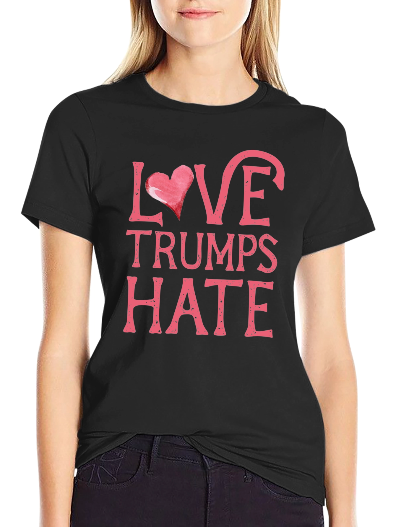 Love Trumps Hate Black Graphic T-Shirt