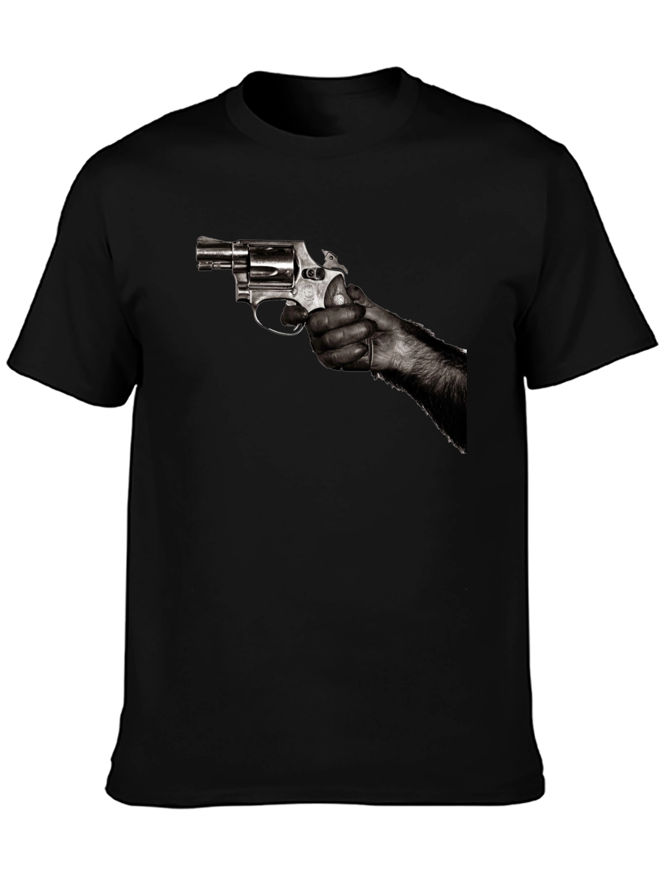 Gun Graphic Tee - Bold Revolver Design