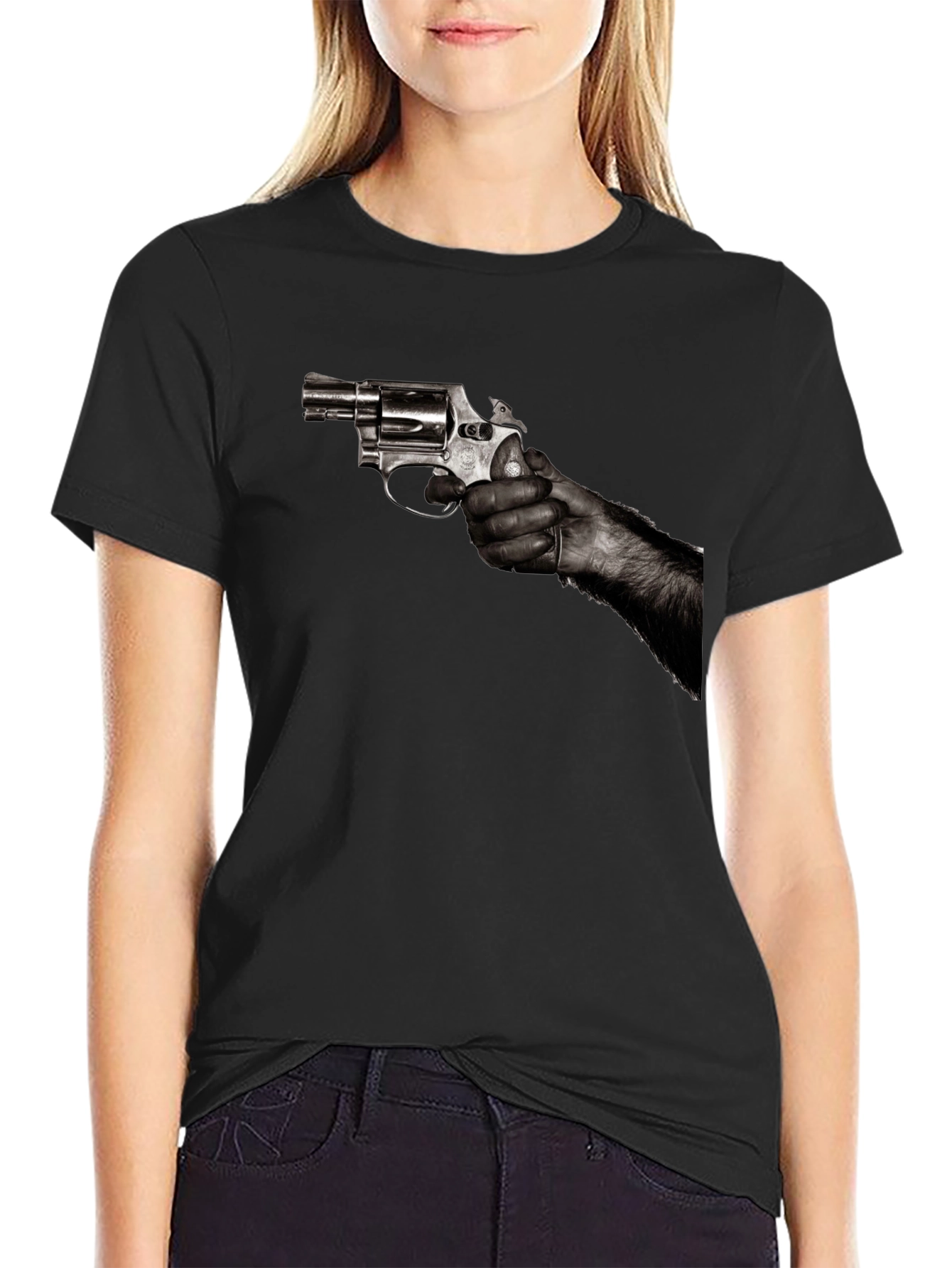 Gun Graphic Tee - Bold Revolver Design