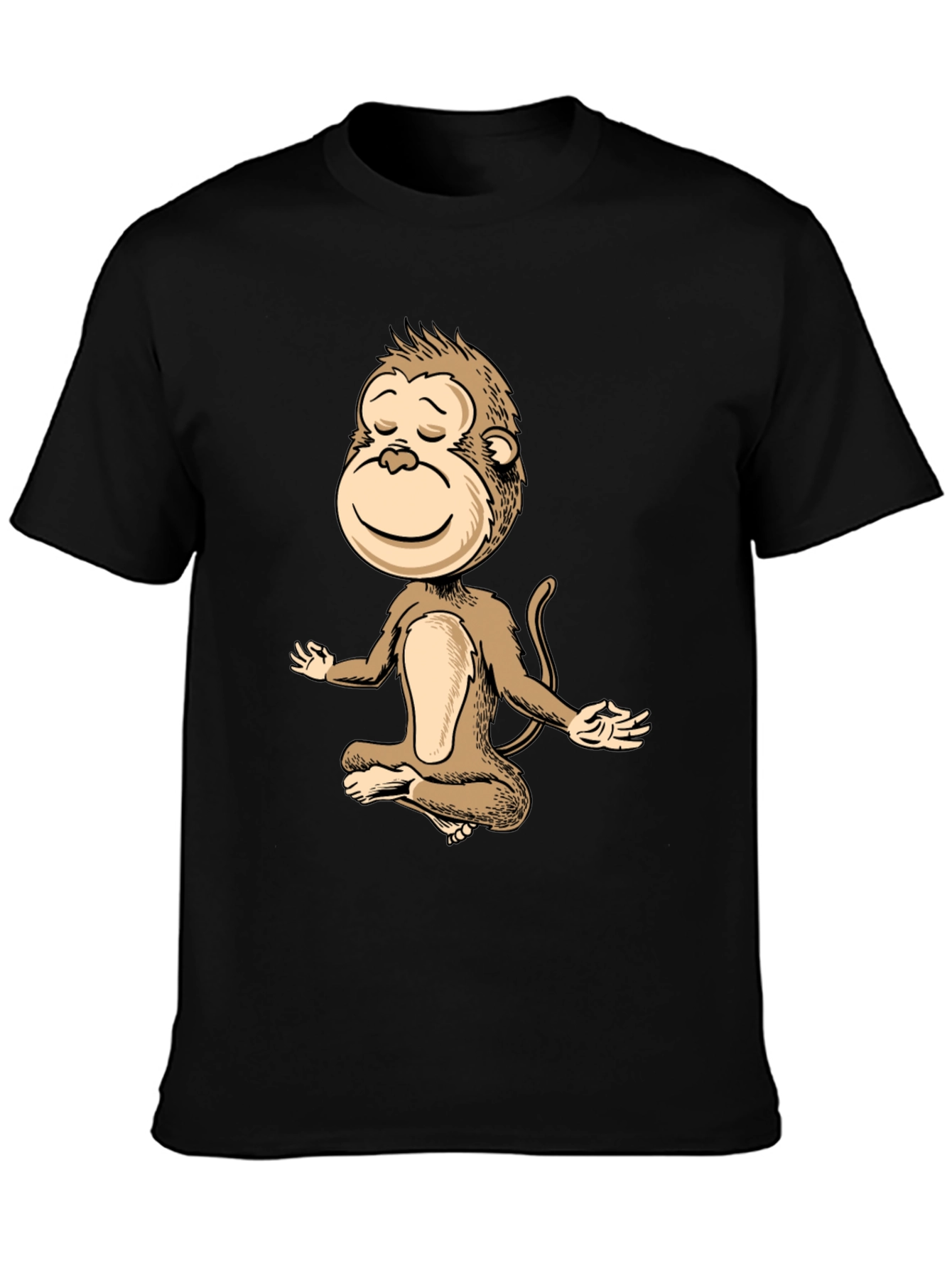 Zen Monkey Black T-Shirt - Meditating Primate