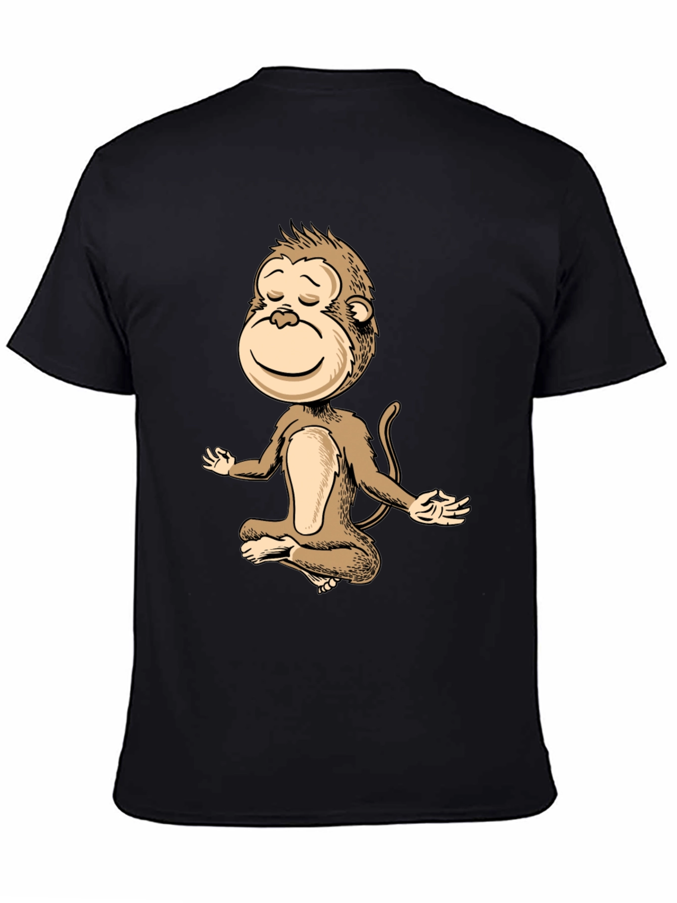 Zen Monkey Black T-Shirt - Meditating Primate
