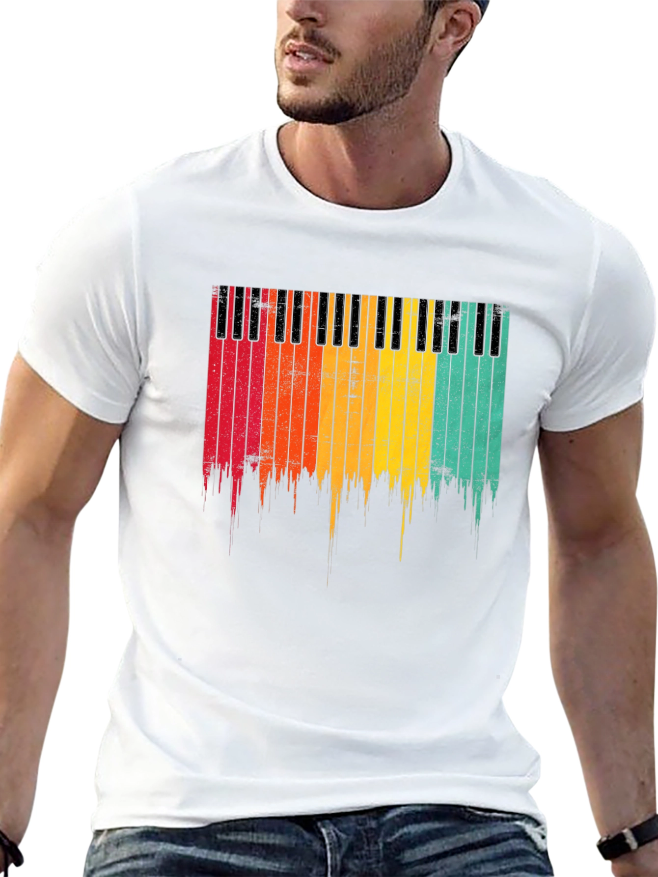 Retro Piano Keys Graphic T-Shirt - Music Lover Tee