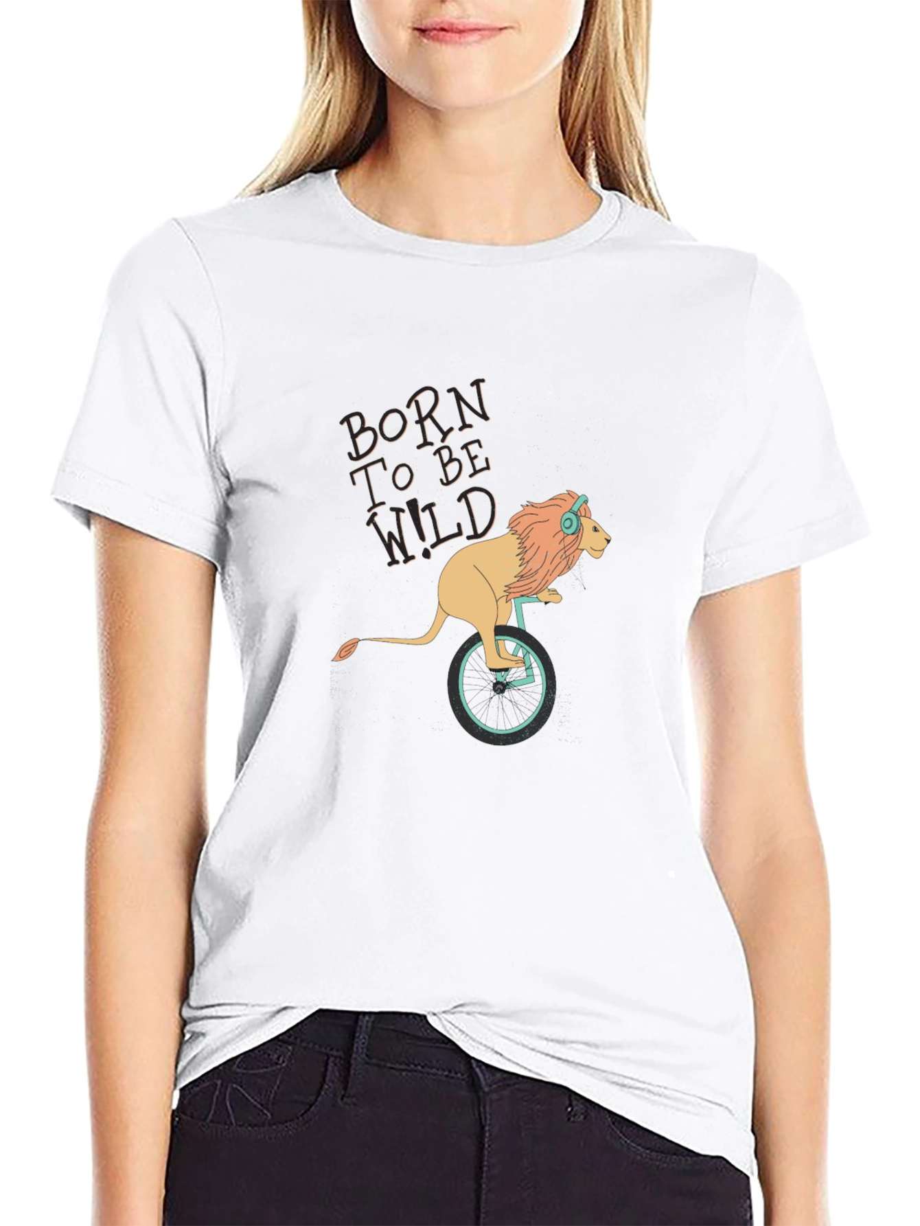 Born To Be Wild Lion Unicycle Graphic T-Shirt