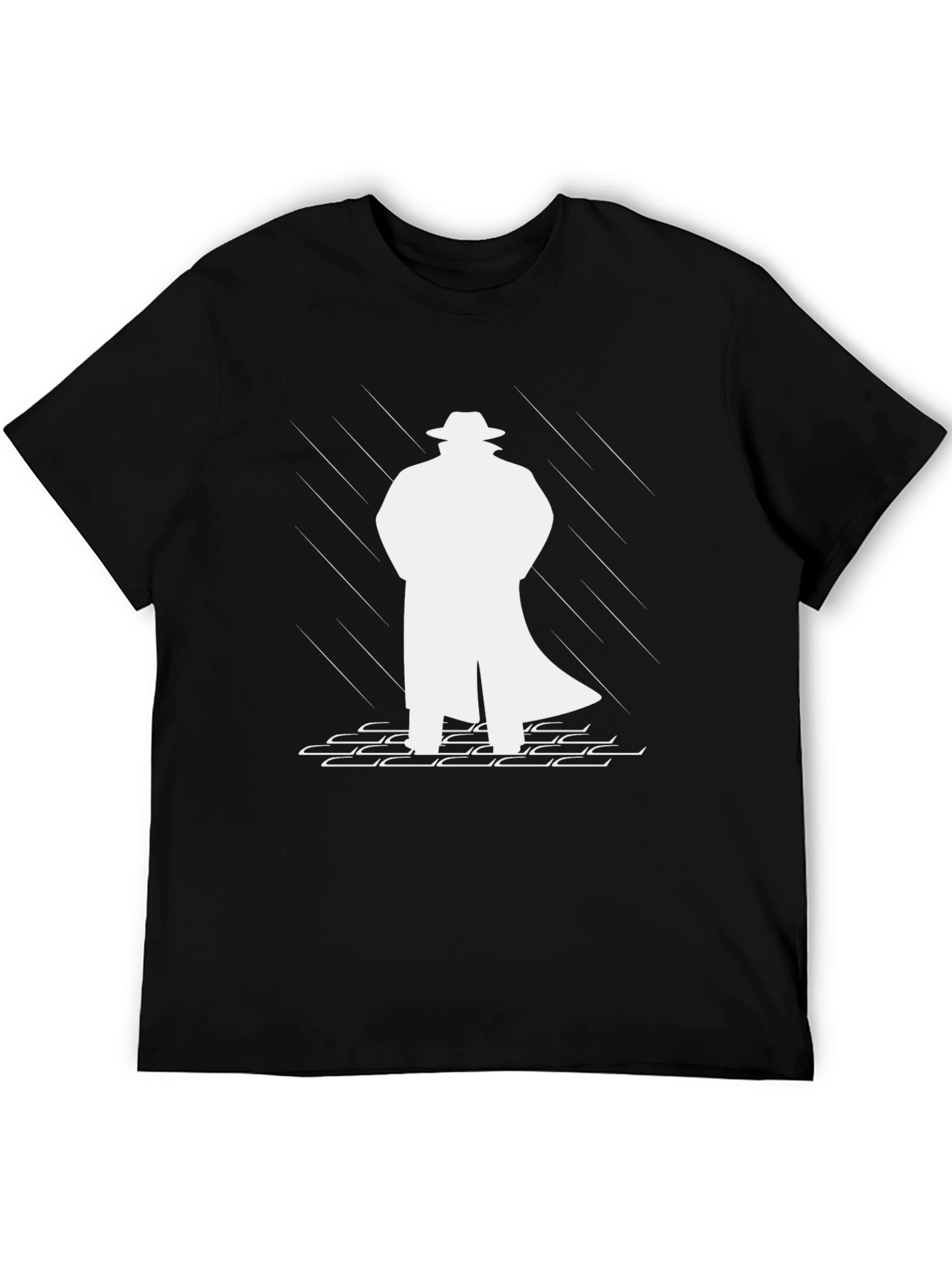 Mysterious Man in Trench Coat Black T-Shirt