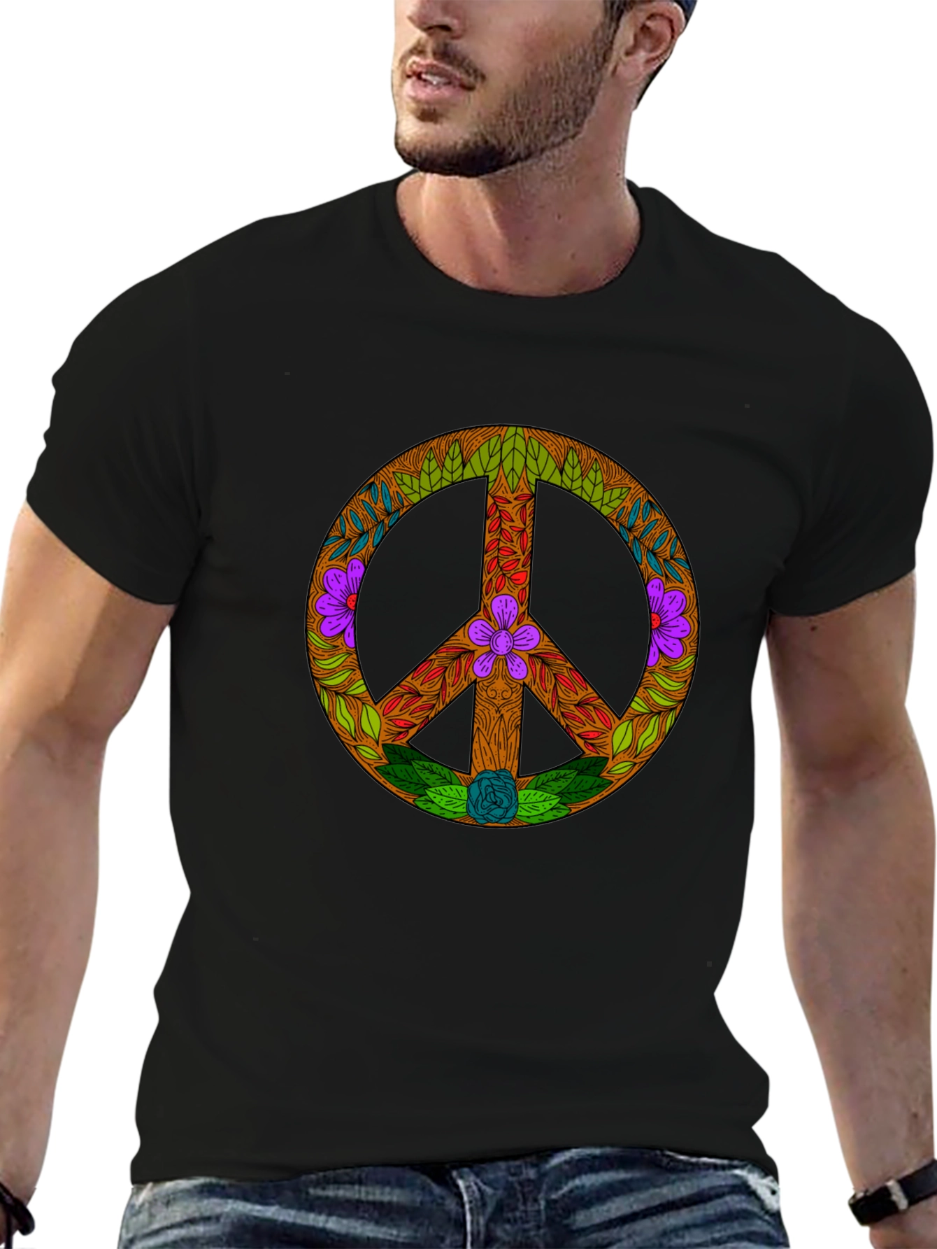 Floral Peace Sign Graphic Tee - Unisex