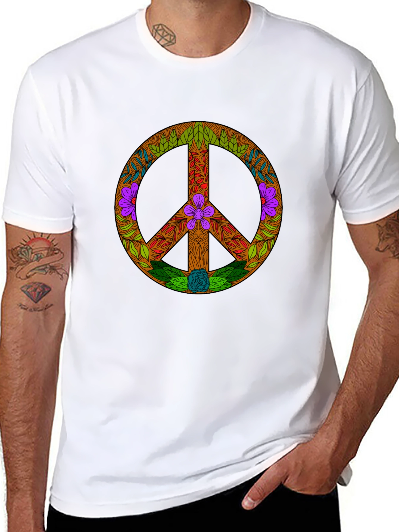 Floral Peace Sign Graphic Tee - Unisex