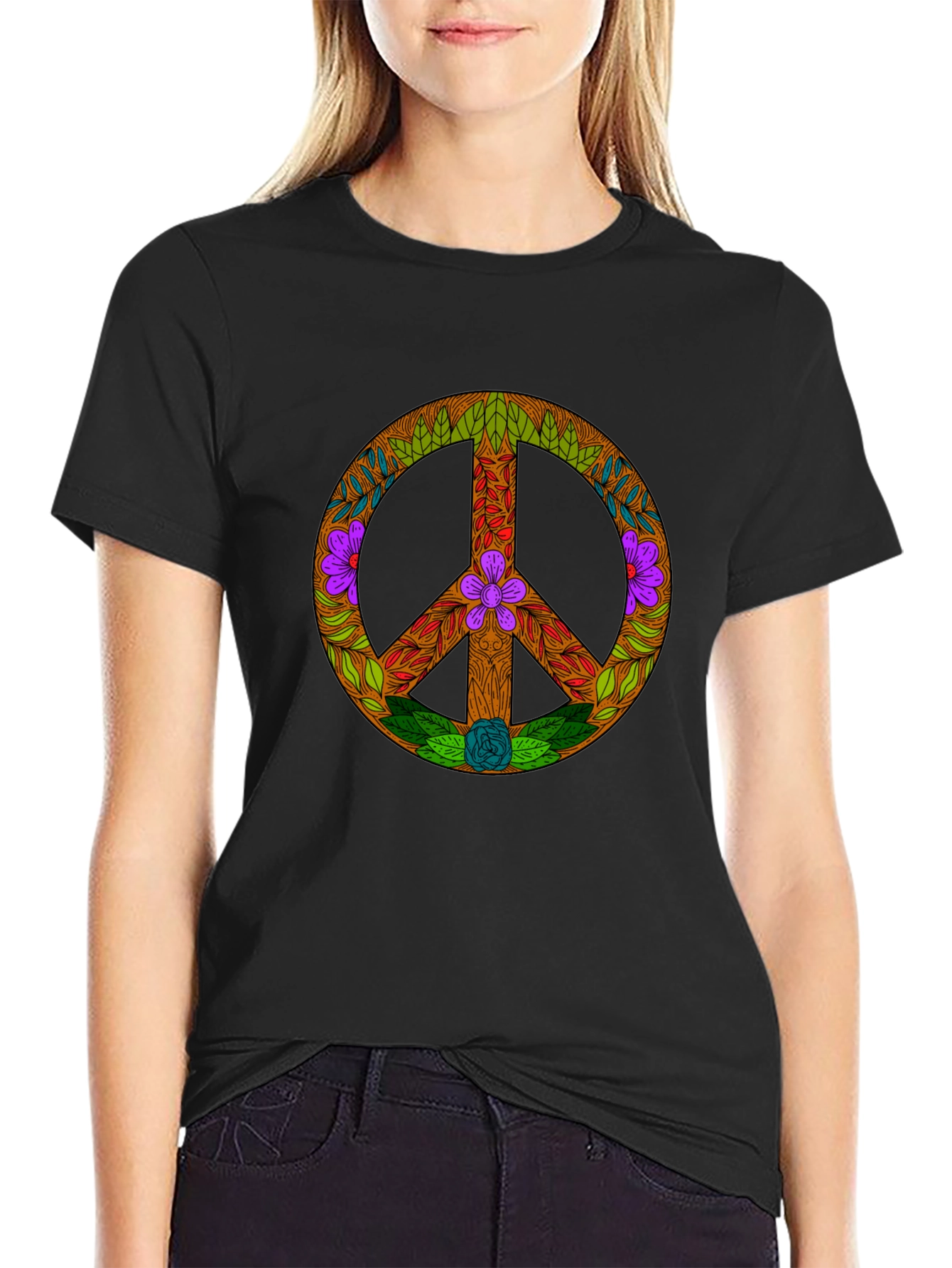 Floral Peace Sign Graphic Tee - Unisex