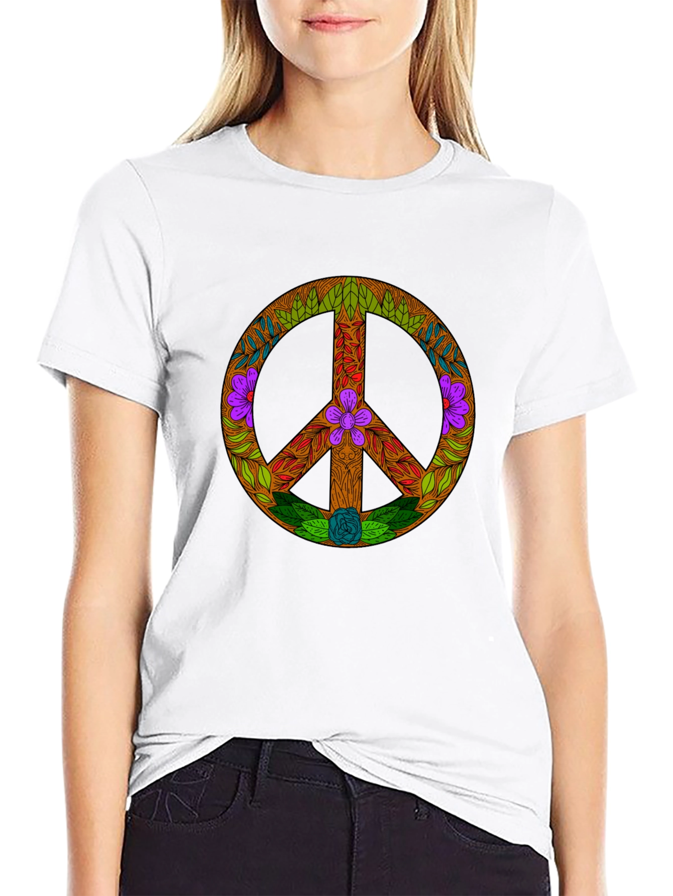Floral Peace Sign Graphic Tee - Unisex