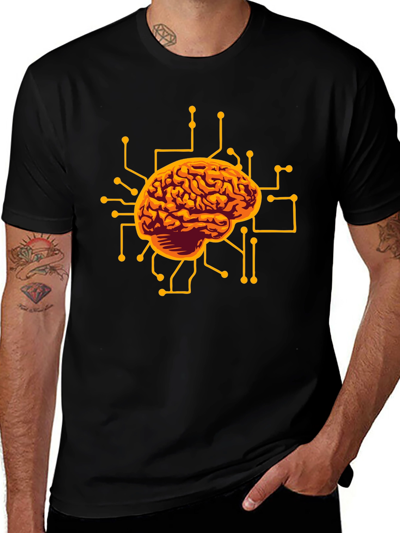Brain Circuit Black Graphic Tee
