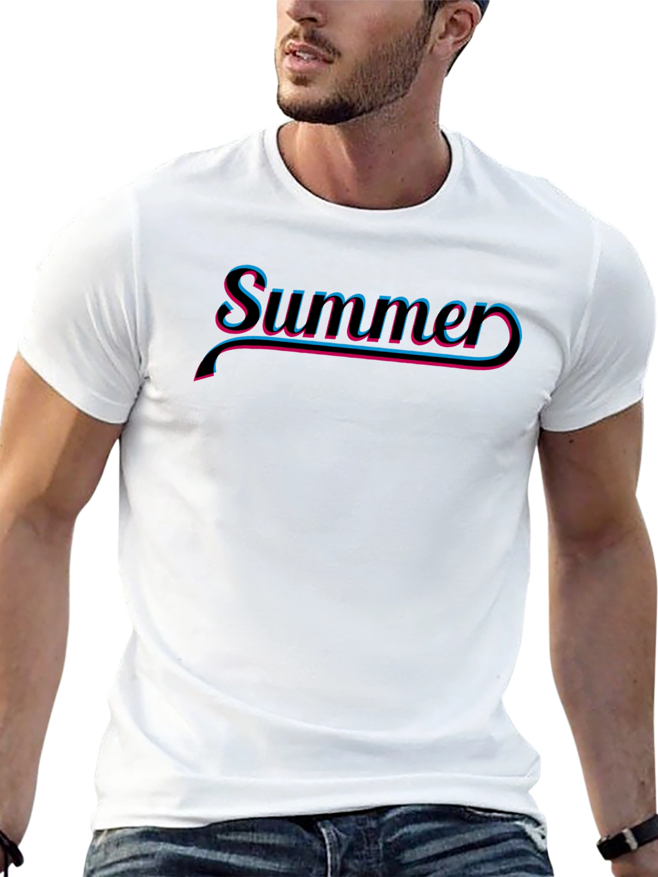 Summer Retro Style Graphic Tee - Black