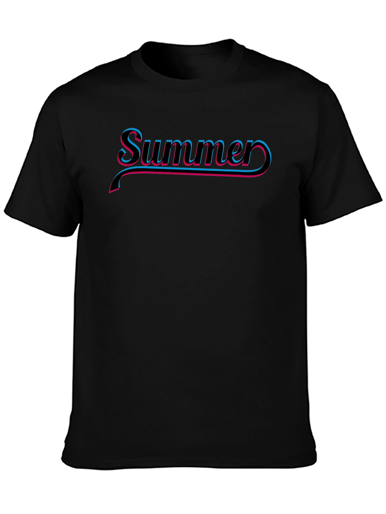 Summer Retro Style Graphic Tee - Black