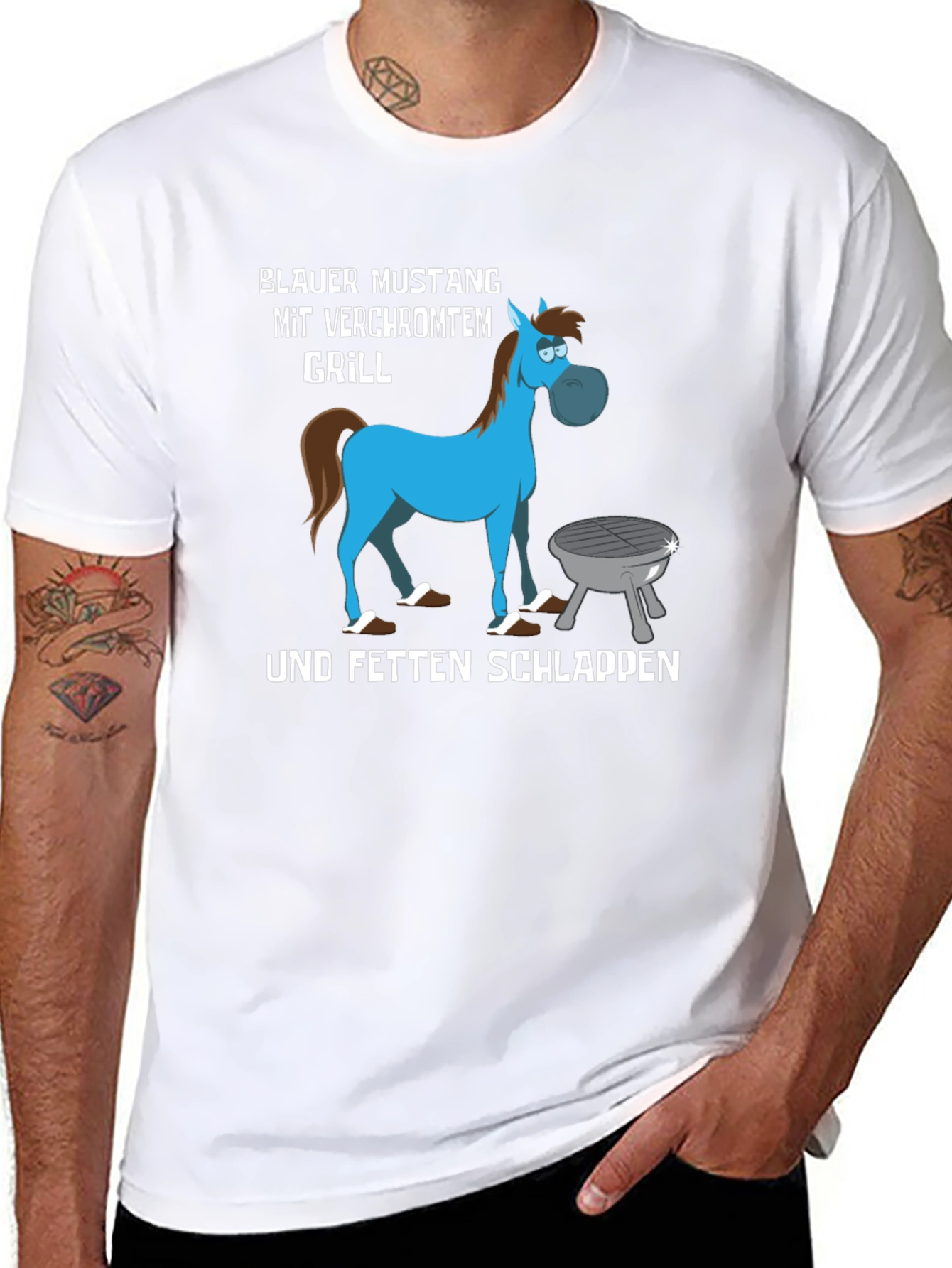 Blauer Mustang Grill T-Shirt