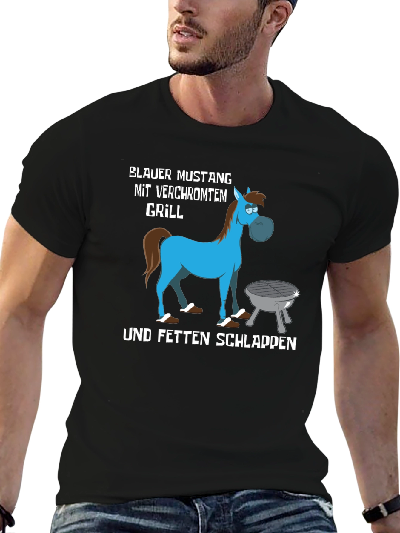 Blauer Mustang Grill T-Shirt
