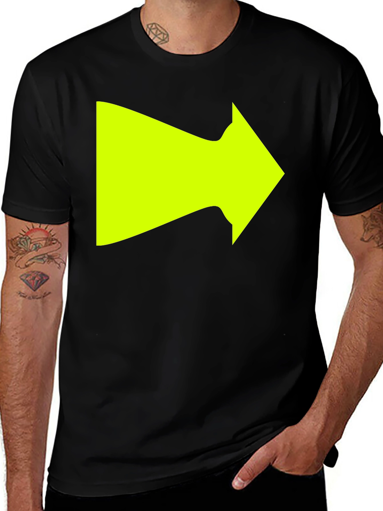 Right Arrow Graphic T-Shirt - Bold Neon Design