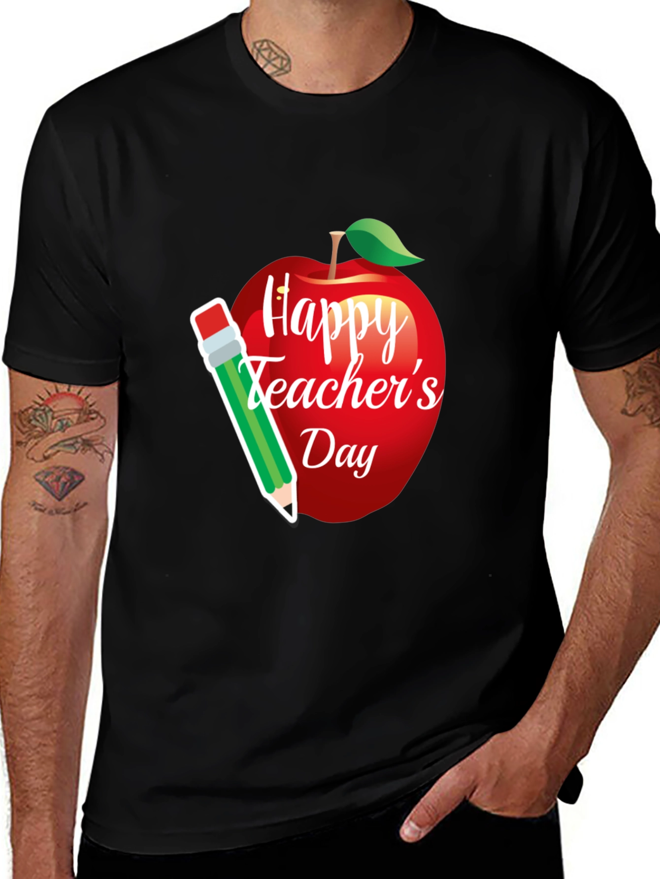 Happy Teachers Day Apple & Pencil Graphic T-Shirt