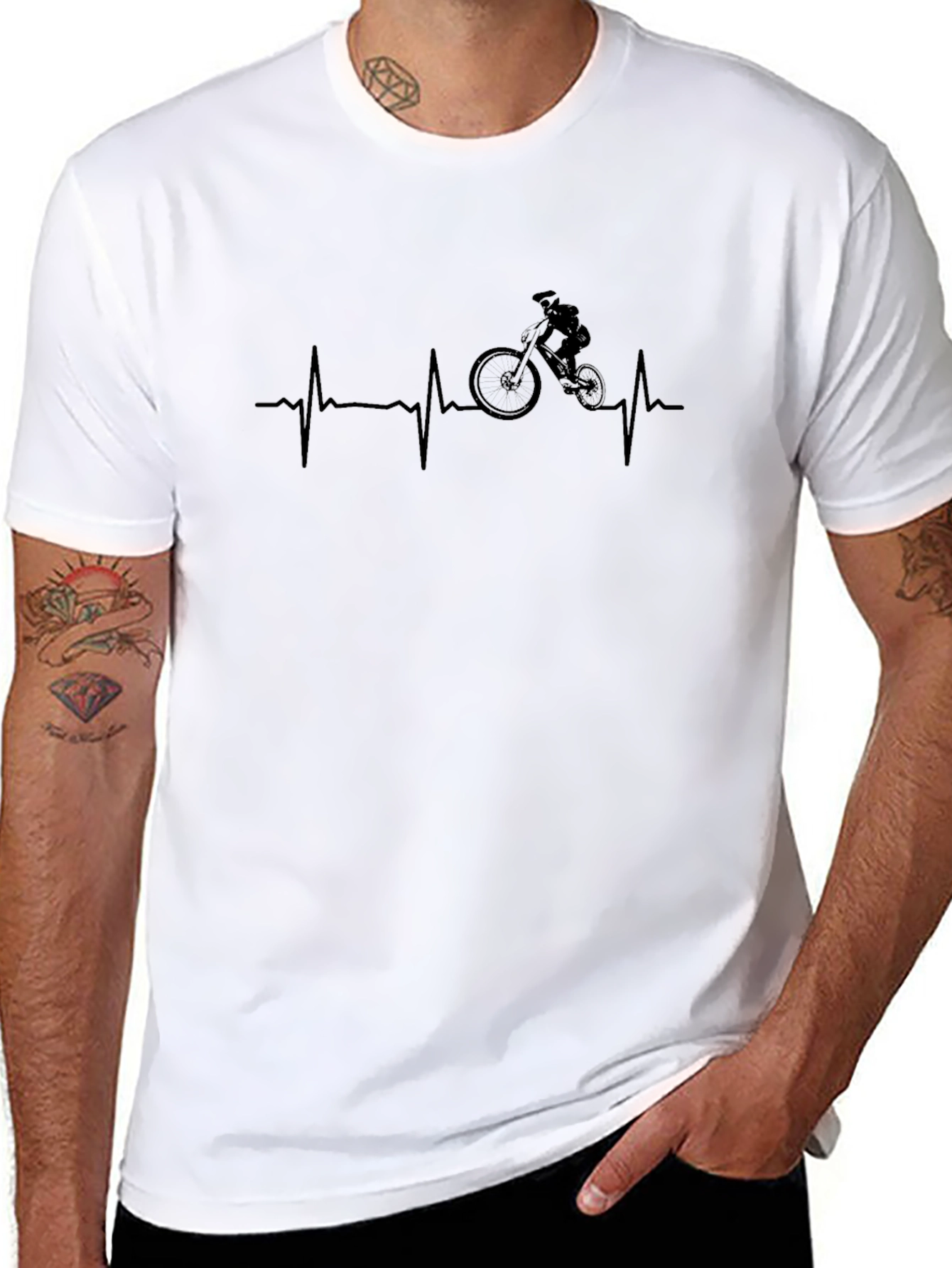 Mountain Biking Heartbeat Graphic Tee - Black