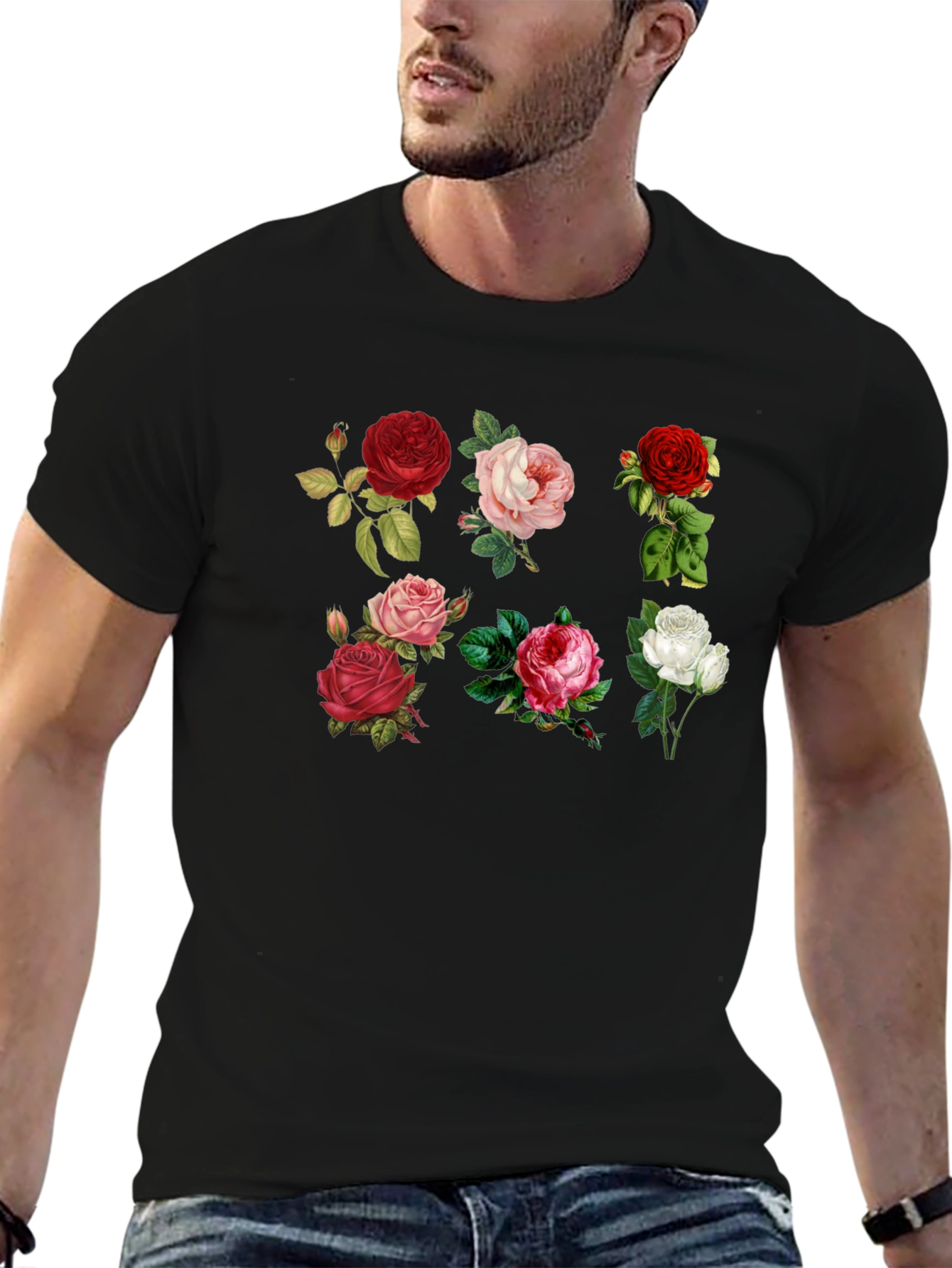 Floral Roses T-Shirt - Botanical Print Tee