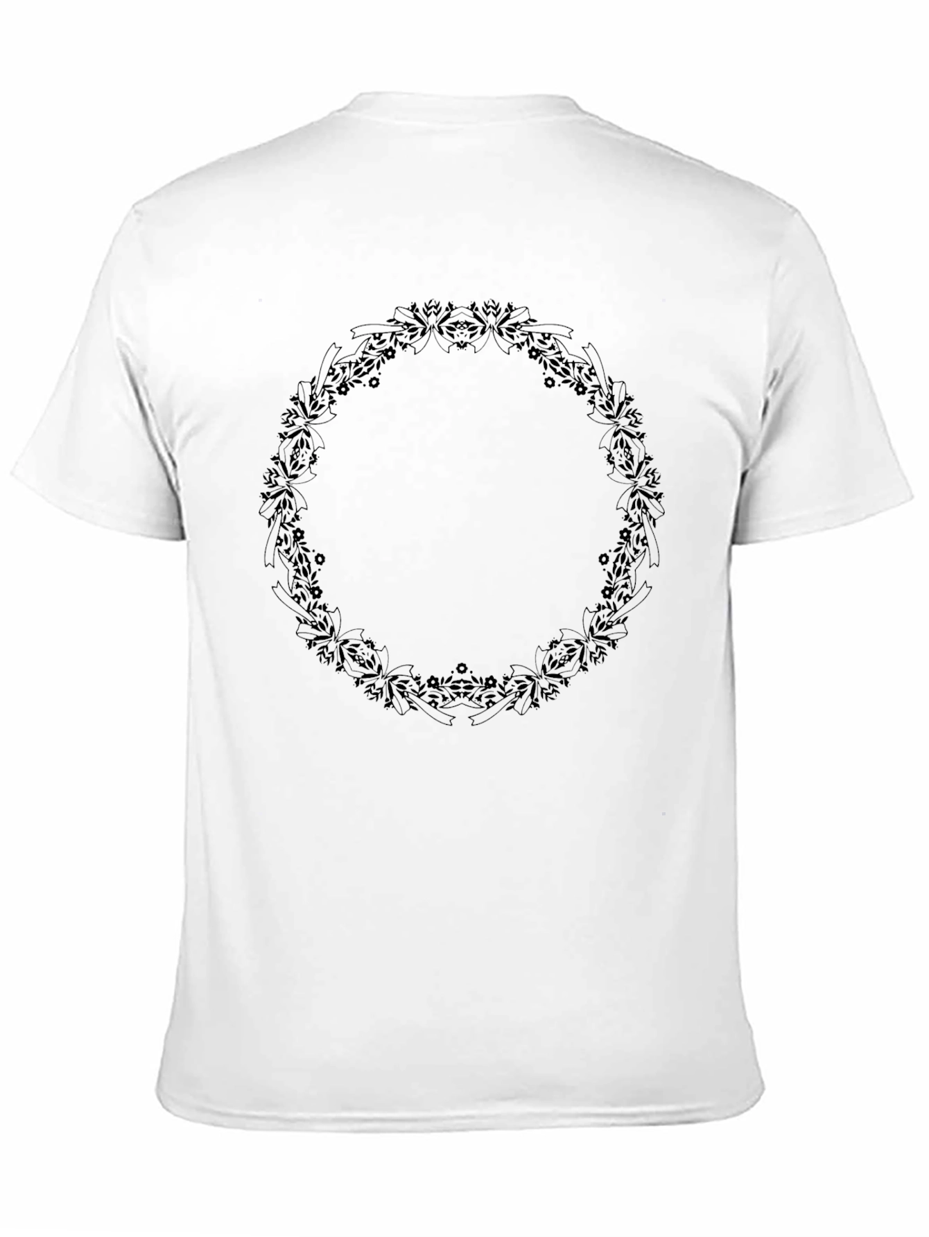 Mens Black Floral Wreath Graphic Tee