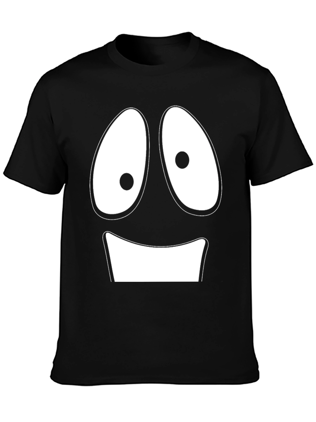Funny Cartoon Face Black T-Shirt