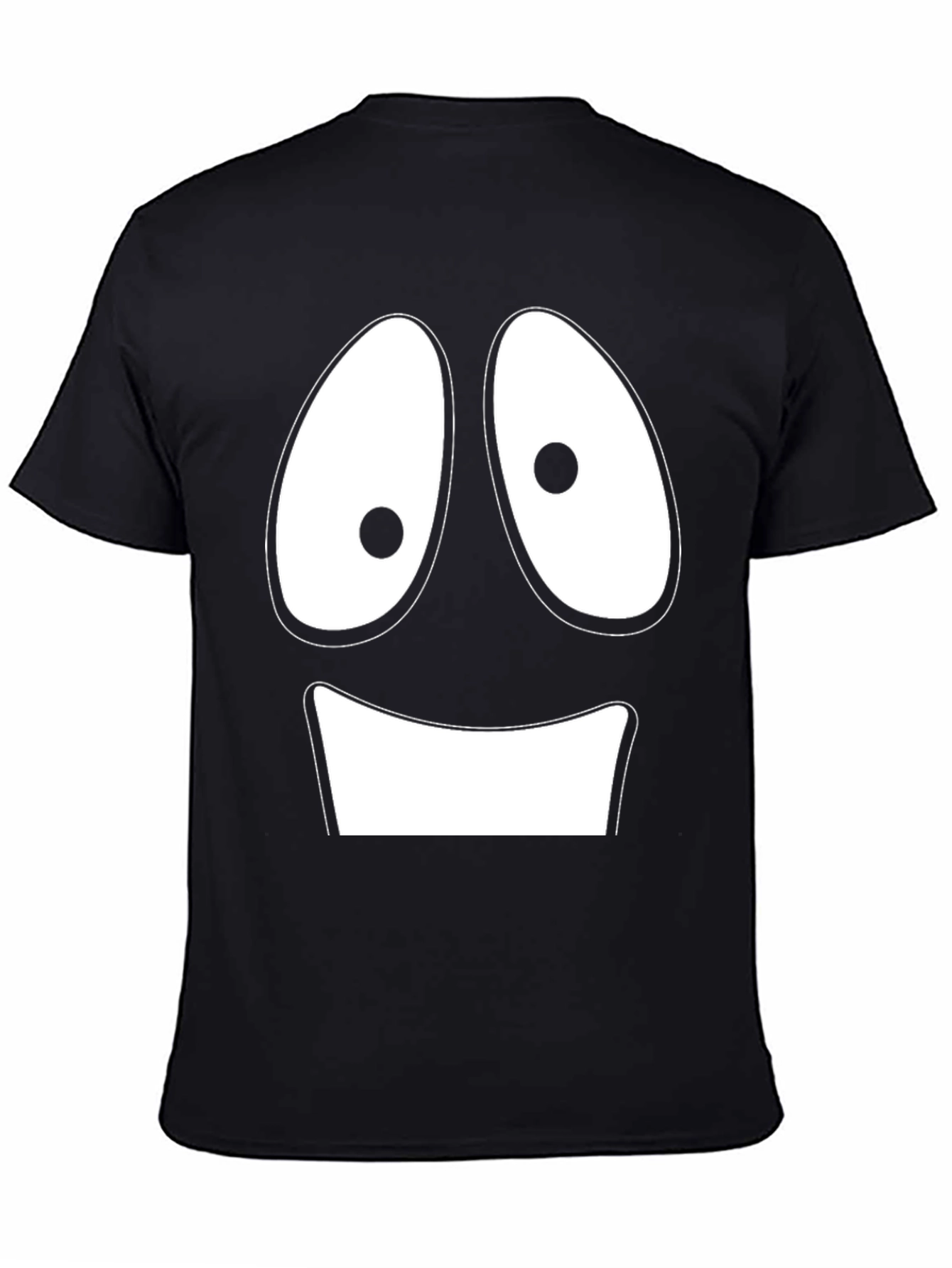 Funny Cartoon Face Black T-Shirt