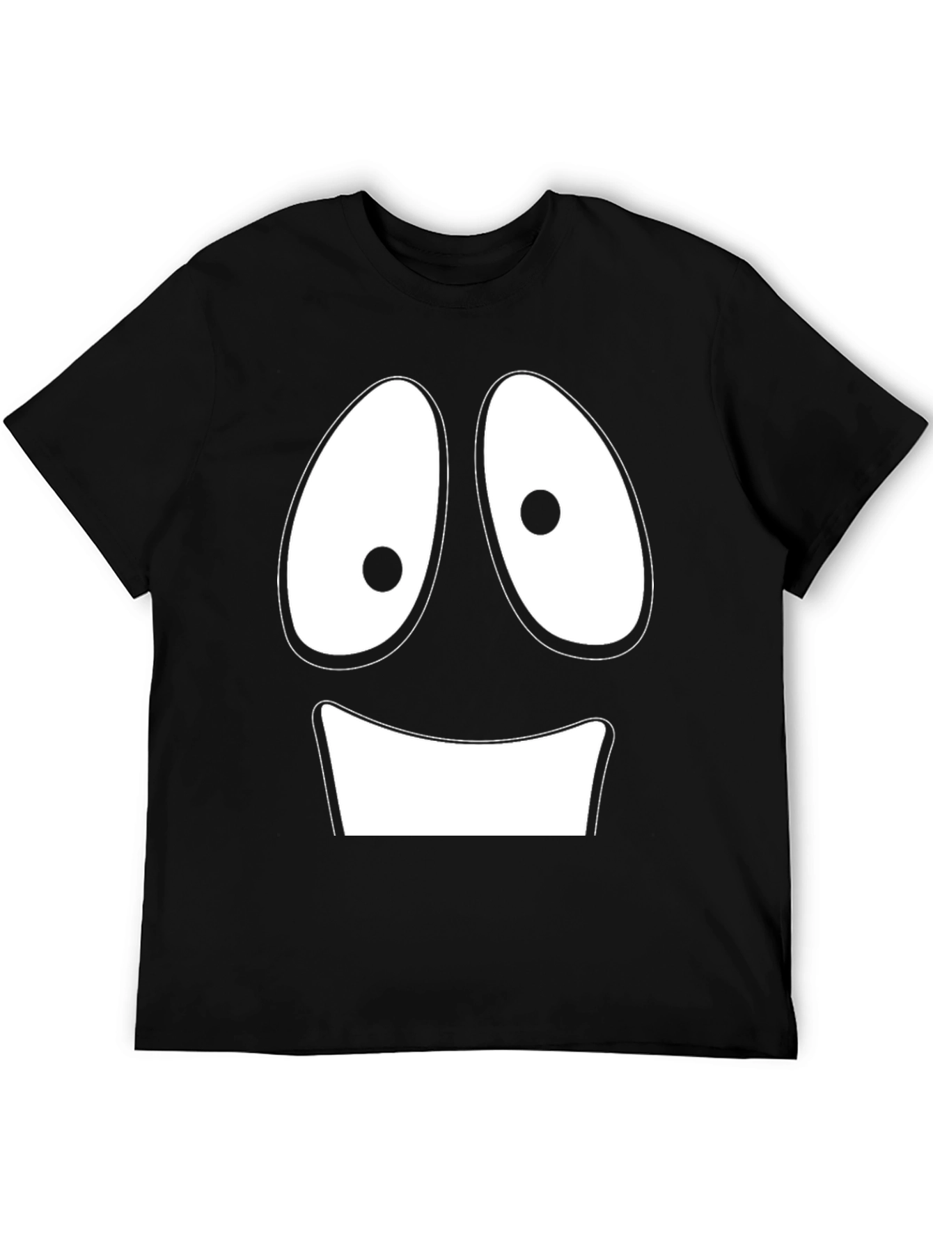 Funny Cartoon Face Black T-Shirt