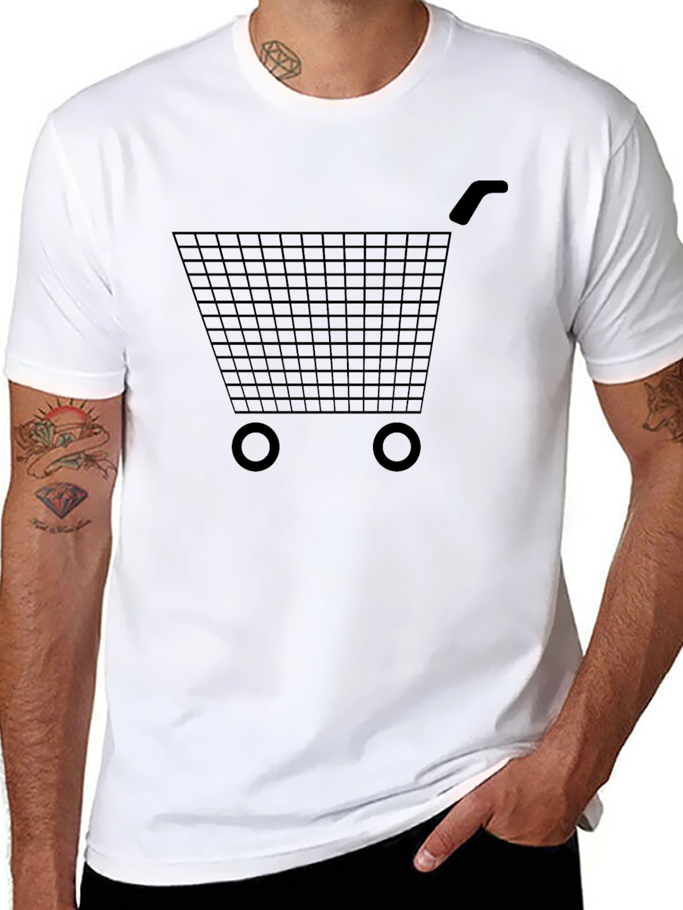 Shopping Cart Graphic Tee - Black Cotton