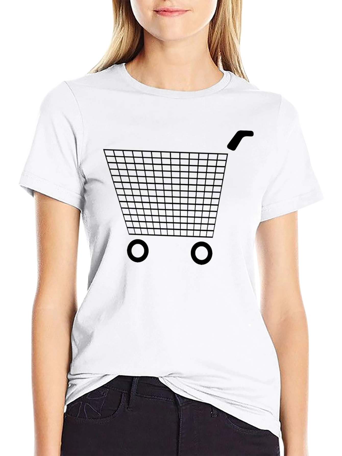 Shopping Cart Graphic Tee - Black Cotton