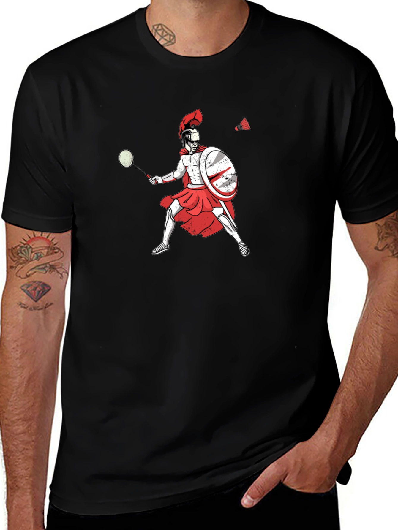 Spartan Badminton Player Graphic Tee