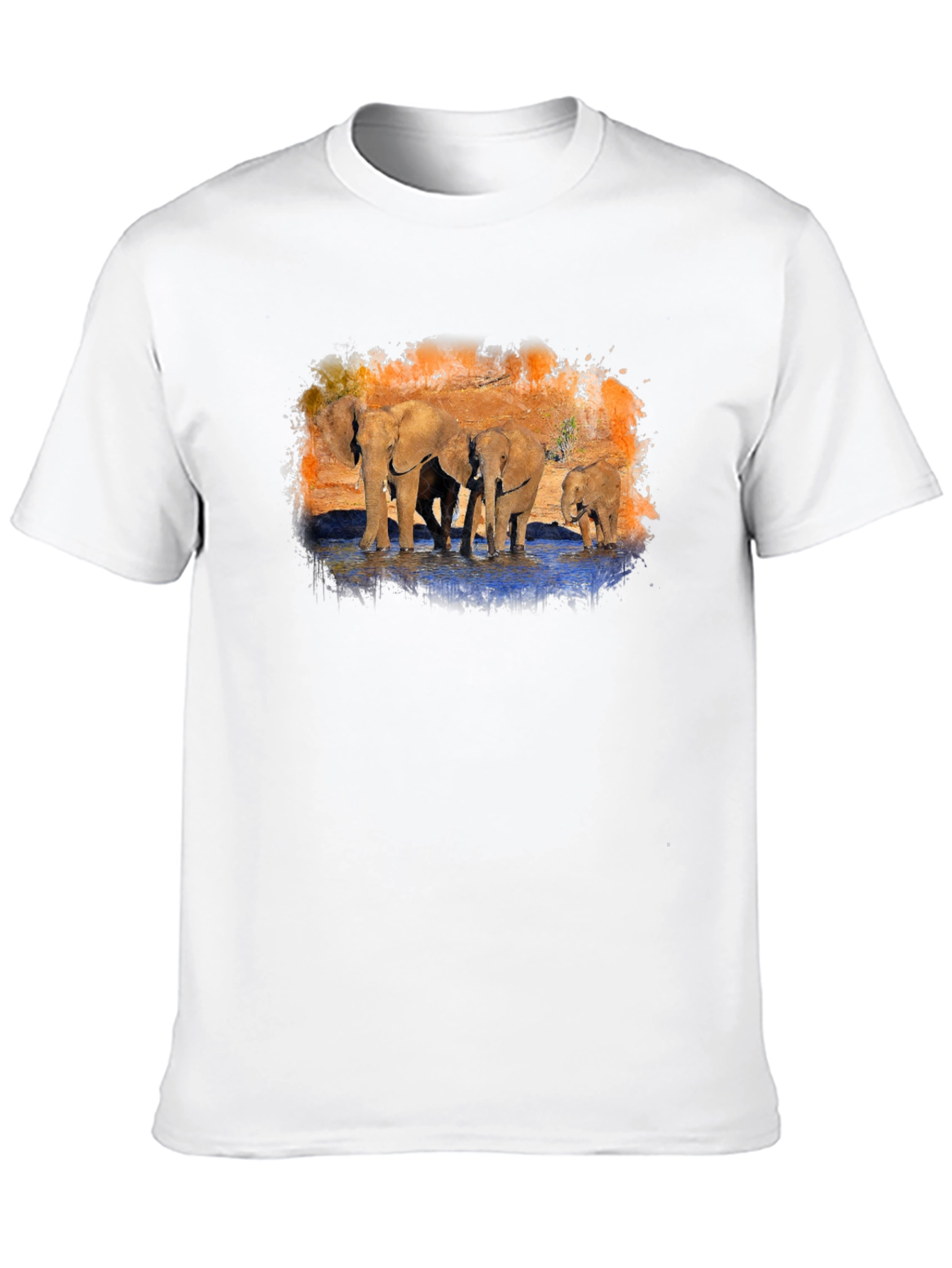Elephant Family Graphic Print Black T-Shirt