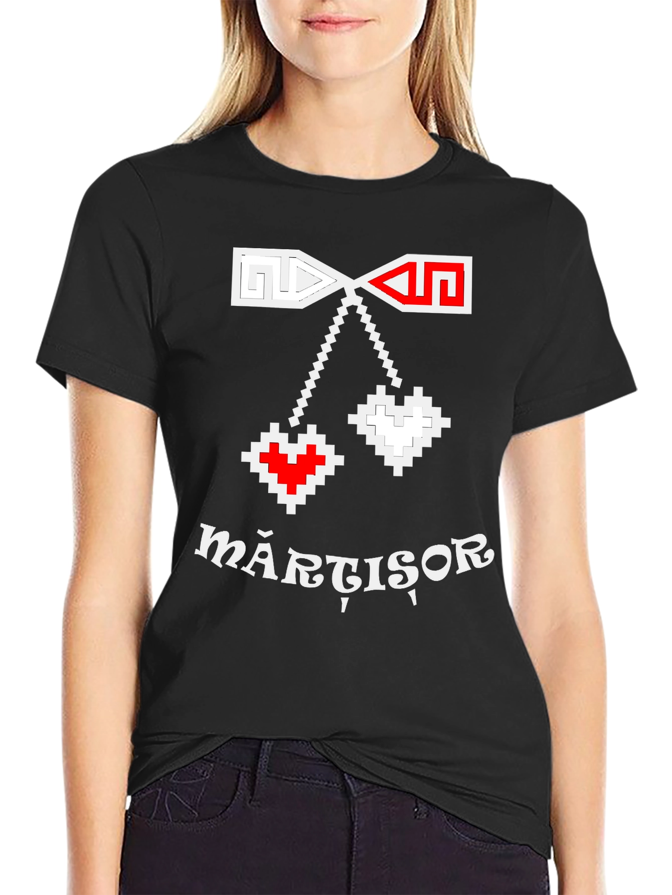 Martisor T-Shirt: Pixel Heart Romanian Spring Tradition
