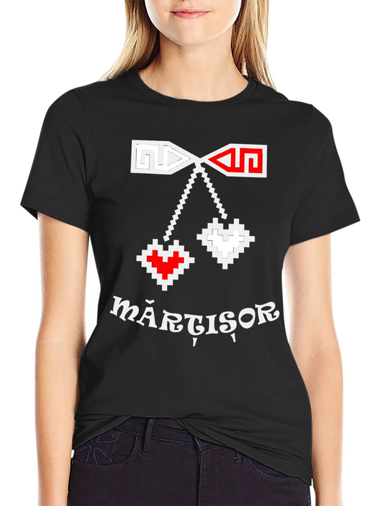 Martisor T-Shirt: Pixel Heart Romanian Spring Tradition