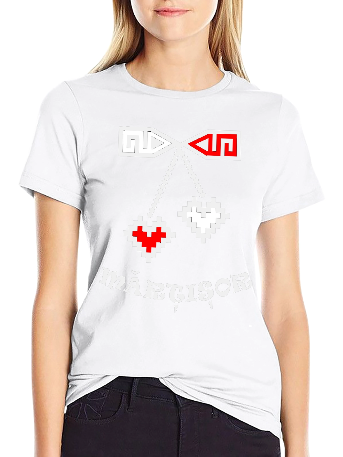 Martisor T-Shirt: Pixel Heart Romanian Spring Tradition