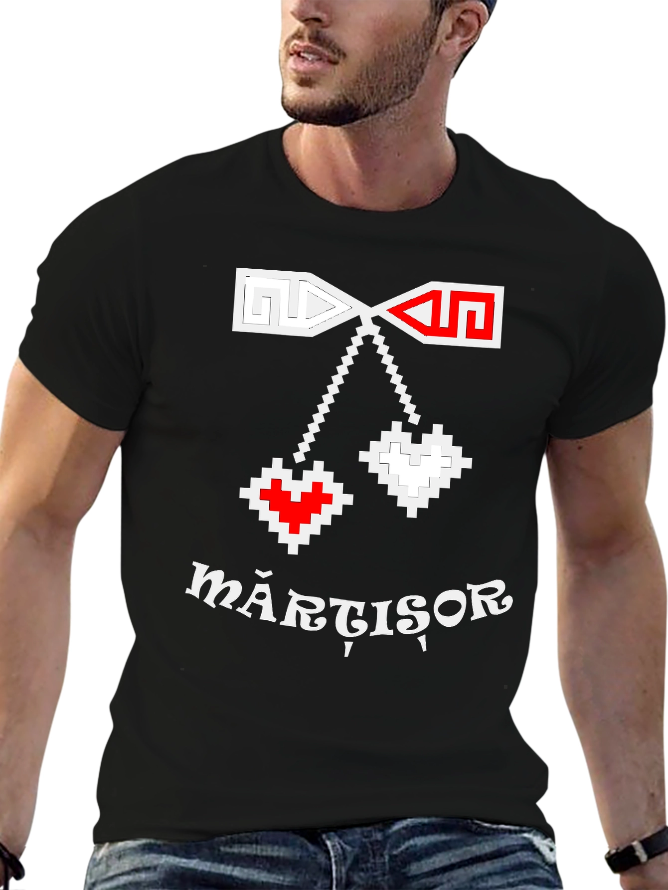 Martisor T-Shirt: Pixel Heart Romanian Spring Tradition