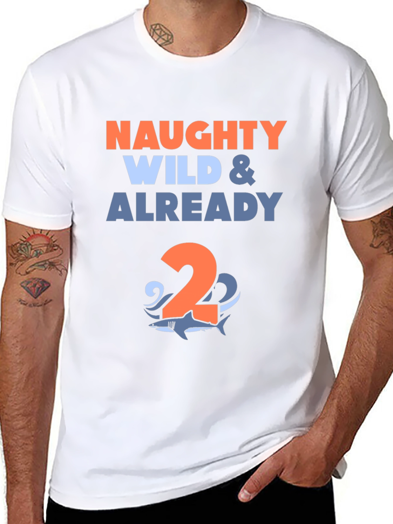 Naughty Wild & Already Two Shark Birthday T-Shirt