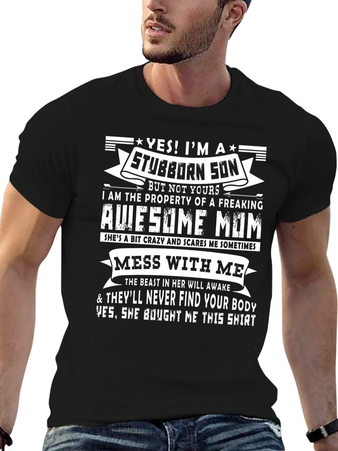 Stubborn Son Awesome Mom T-Shirt