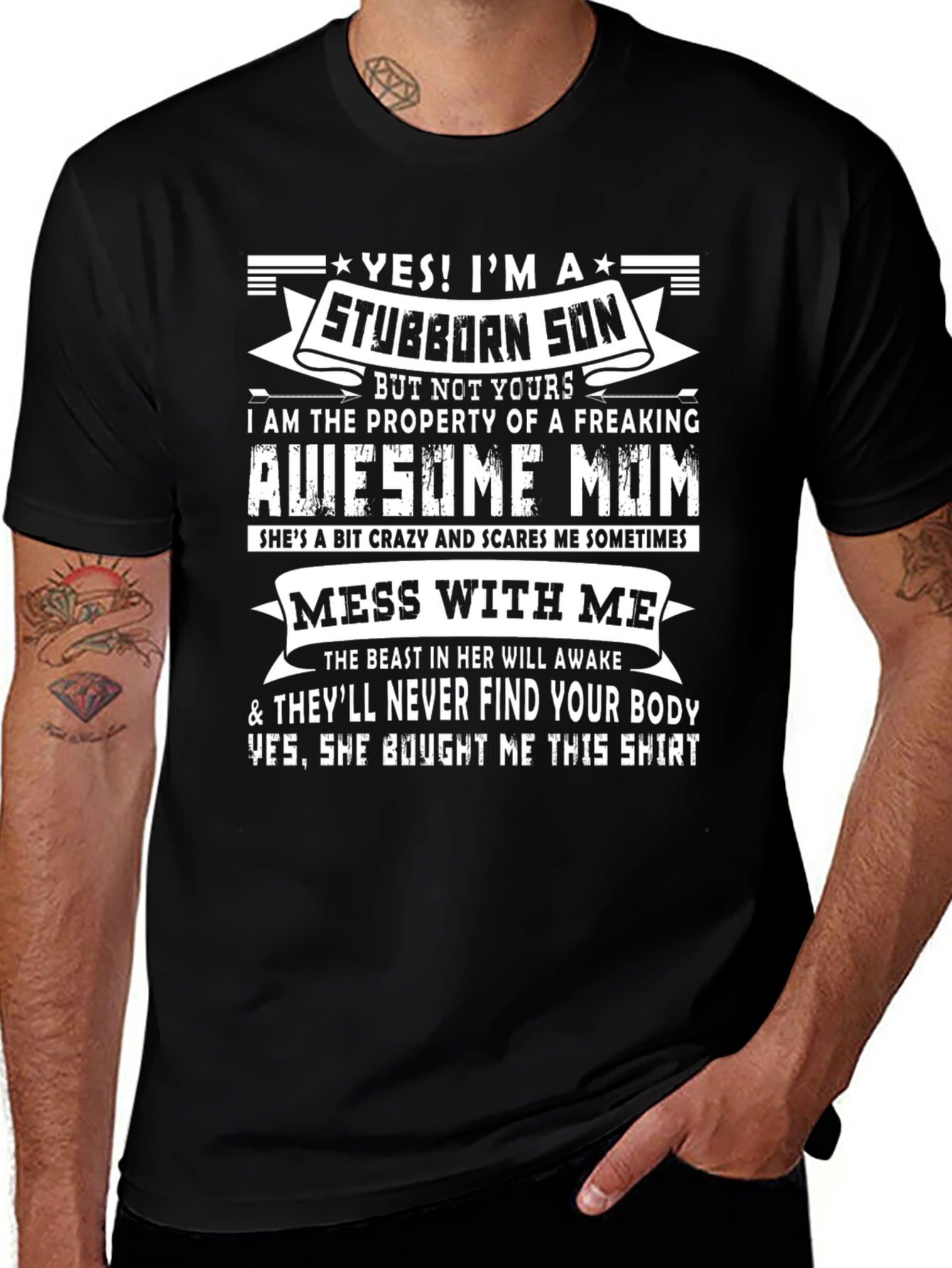 Stubborn Son Awesome Mom T-Shirt