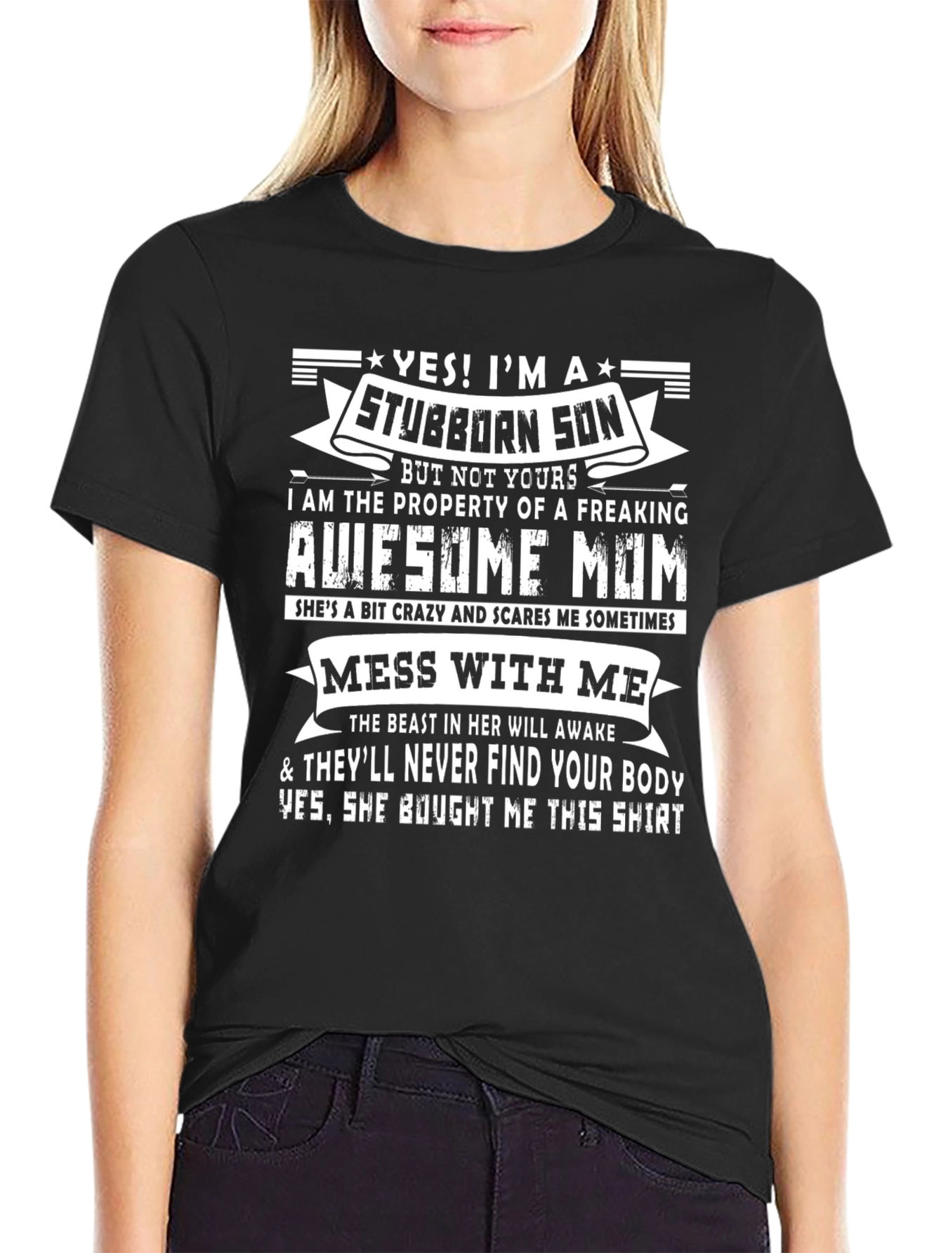 Stubborn Son Awesome Mom T-Shirt