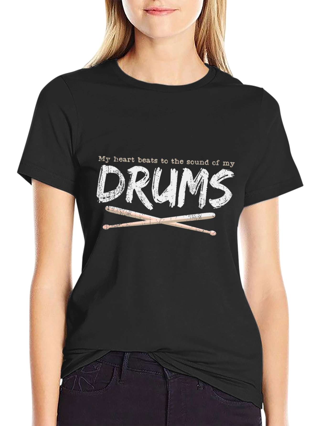 Drummers Heartbeat Black T-Shirt