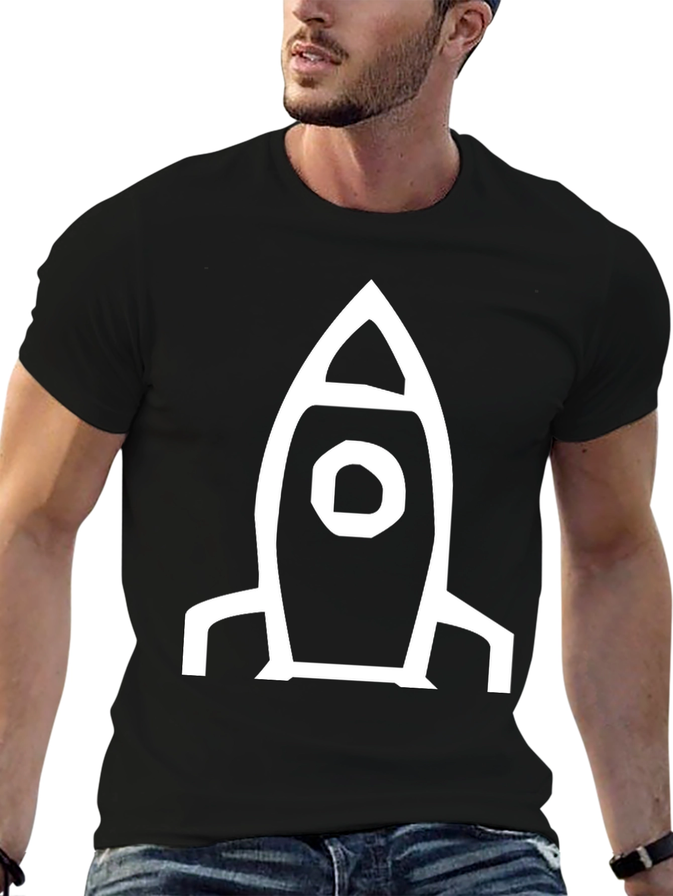 Rocket Graphic T-Shirt - Black Cotton Blend