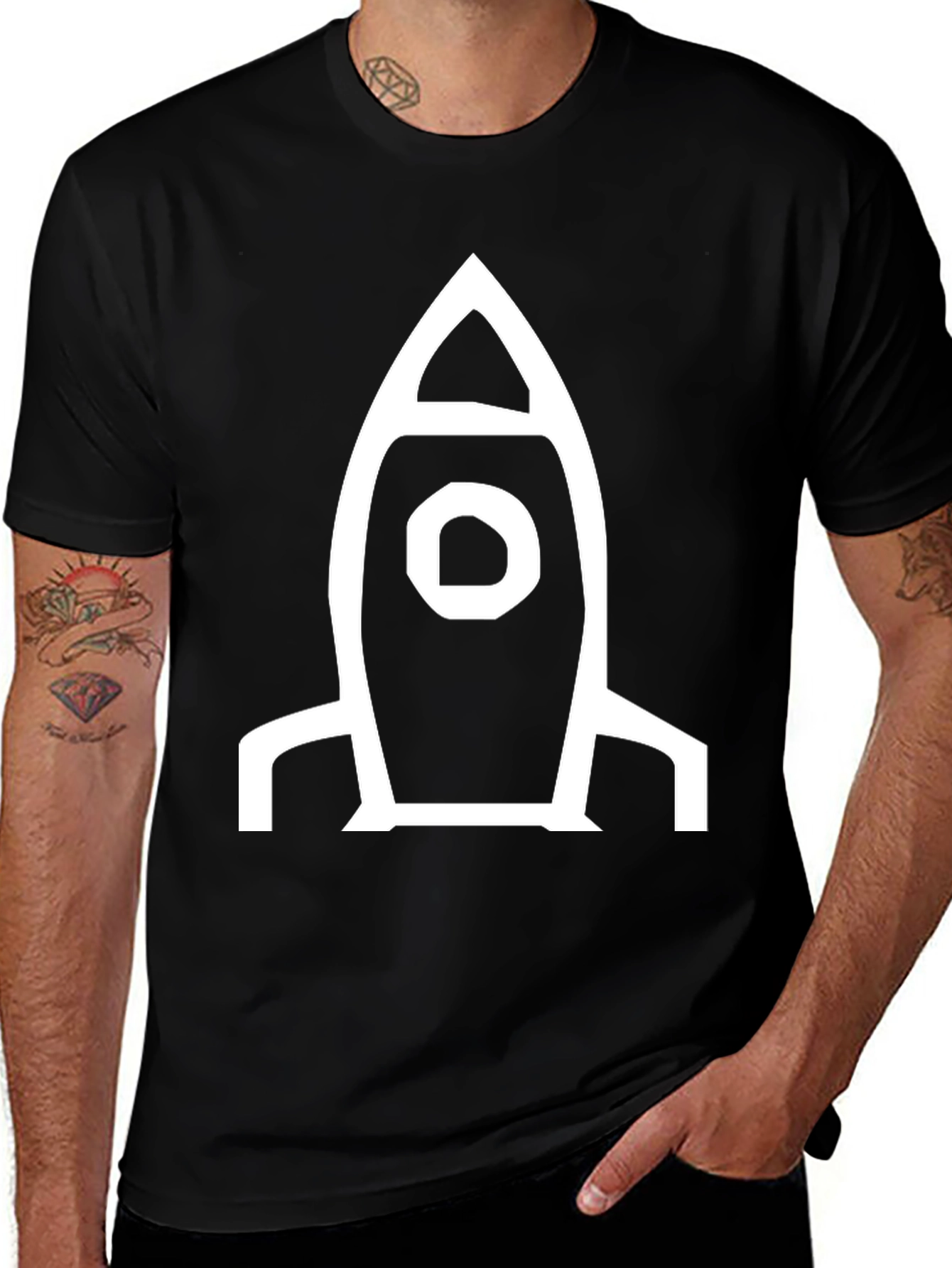 Rocket Graphic T-Shirt - Black Cotton Blend